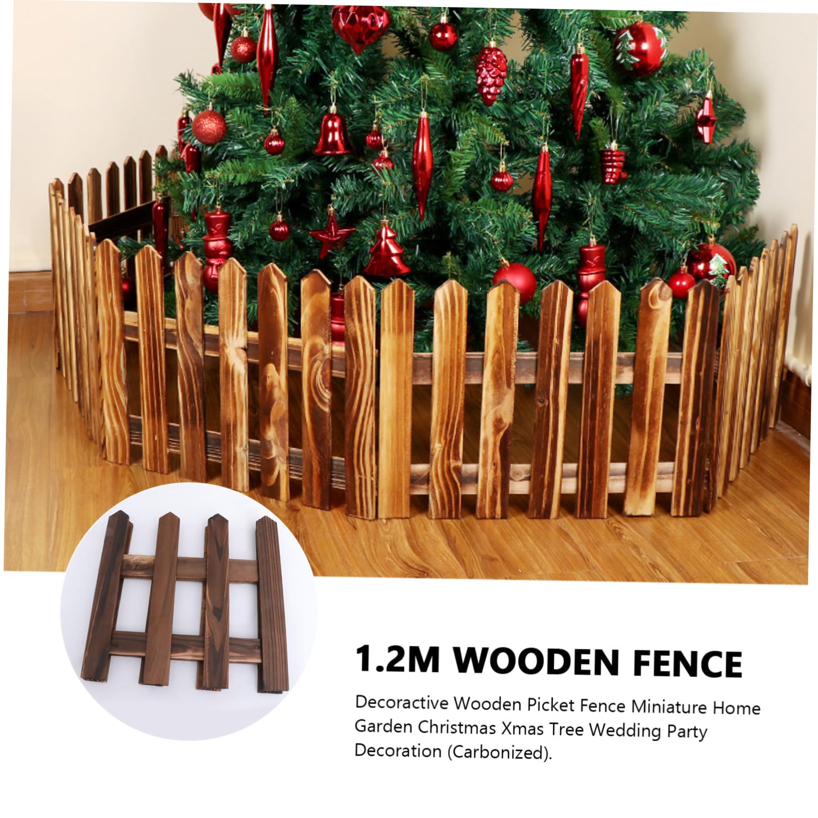 BESTonZON Recinzione in Legno Miniatura Carbonizzata per Decorazioni di Natale e Fatati Staccionata per Cortile Hotel e Festivi