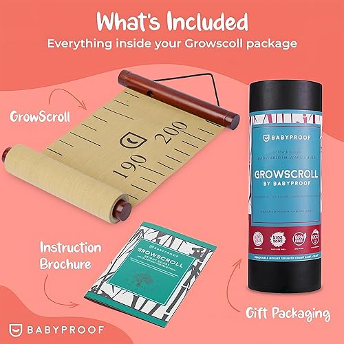 Miniatura 2 de Growscroll Modern Kids Growth Chart para pared - Tabla de altura única para niños y niñas - Hecha a mano usando lienzo y maderas duras - Hace una