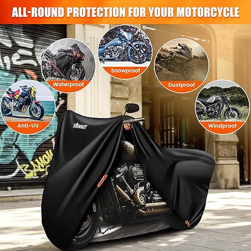 Miniatura 5 de Funda de motocicleta 420D resistente para modelos Touring Harley Davidson Road King, impermeable, al aire libre, lluvia, UV, polvo (2XL)
