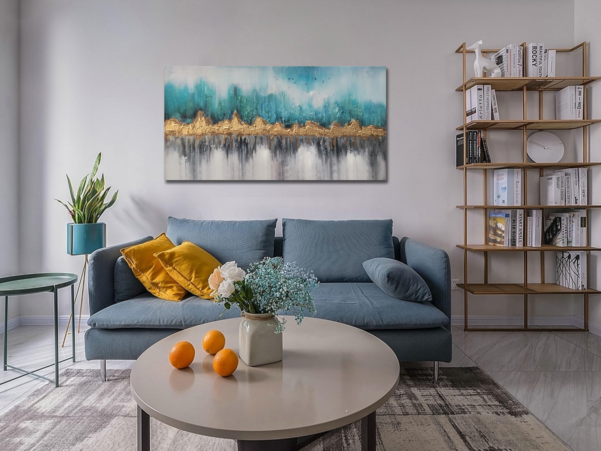 大理石壁の暖炉と大きいゴルフ絵