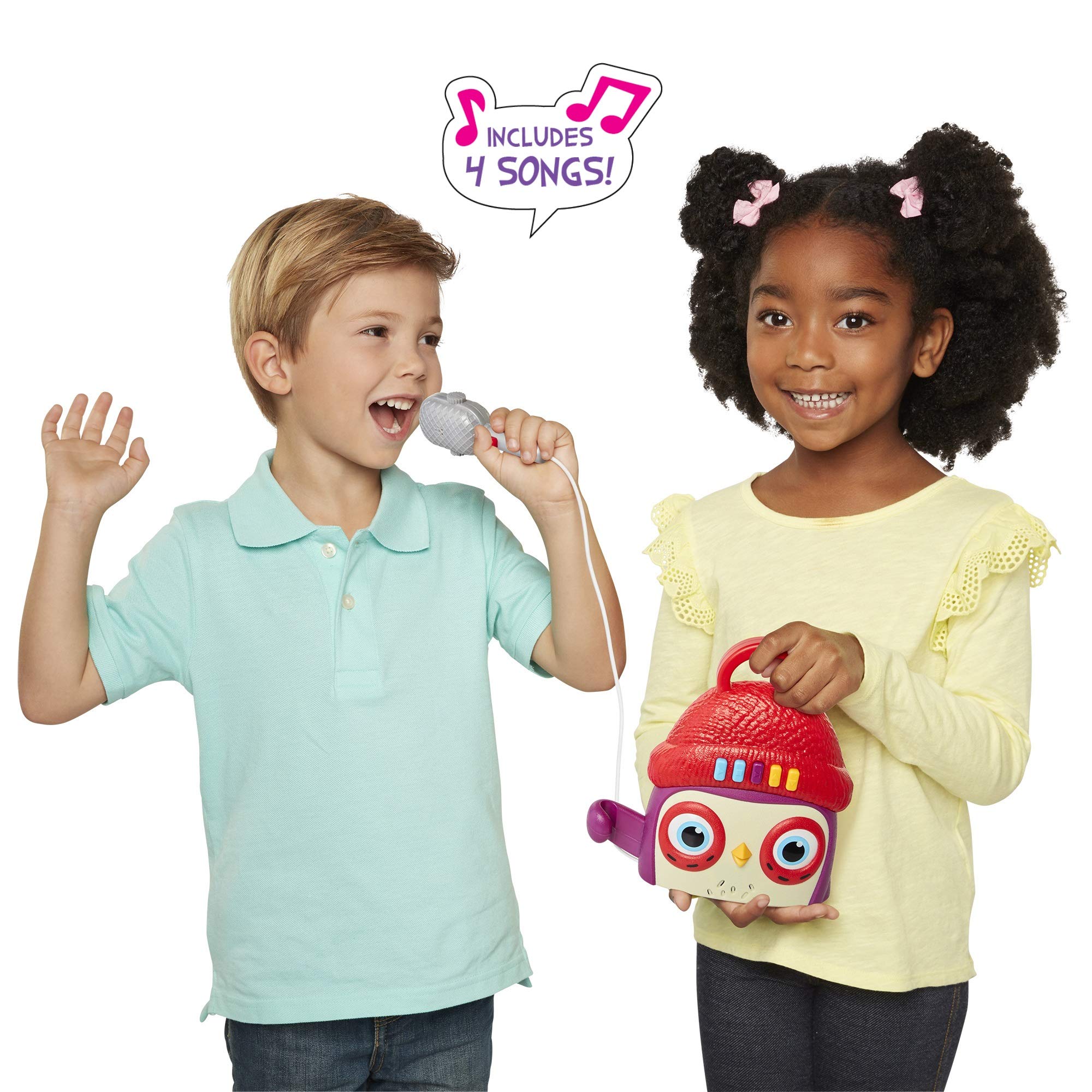 Owl Kids - Máquina de karaoke con micrófono, juguetes preescolares, jugador, parada, botones de volumen 5