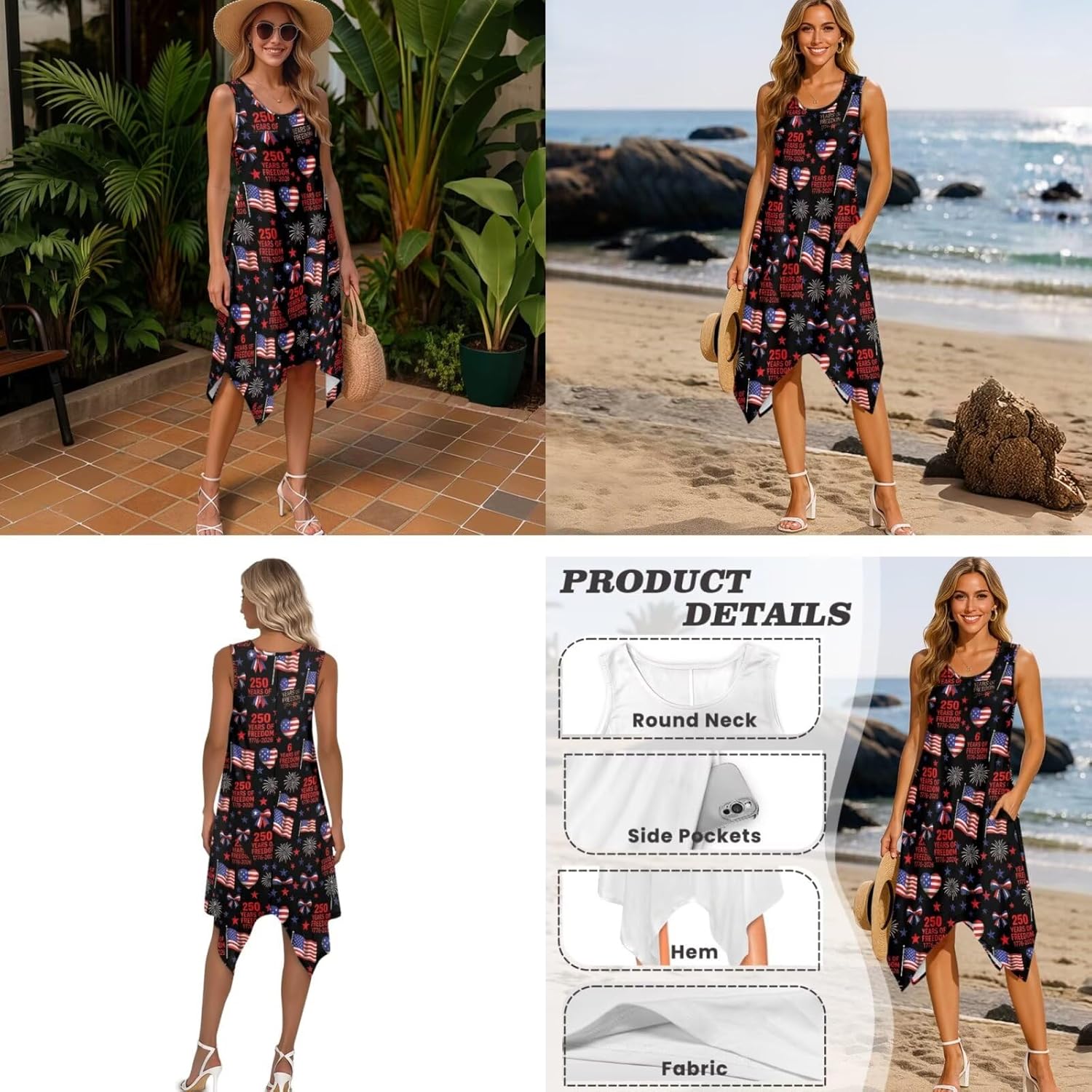 Family Matching Outfits - Graphic Summer Button Down Shirt & Sleeveless Dress for Patriotic Family Reunions