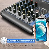 Vista 7 de Pyle Sistema de micrófono inalámbrico UHF portátil con mezclador de audio, juego de cuatro micrófonos inalámbricos Bluetooth con 50 canales