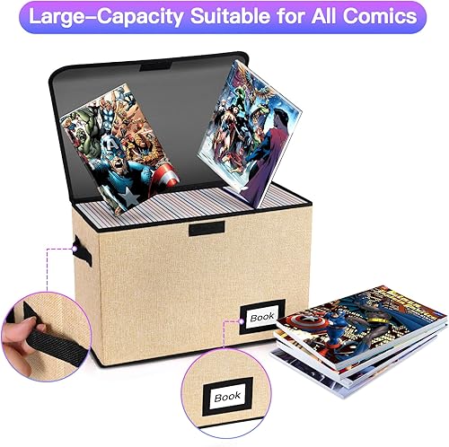 Miniatura 5 de Collection - Caja de almacenamiento para cómics de 15.8 x 7.8 x 11.8 pulgadas, caja corta plegable para cómics, capacidad para 160-180 cómics,