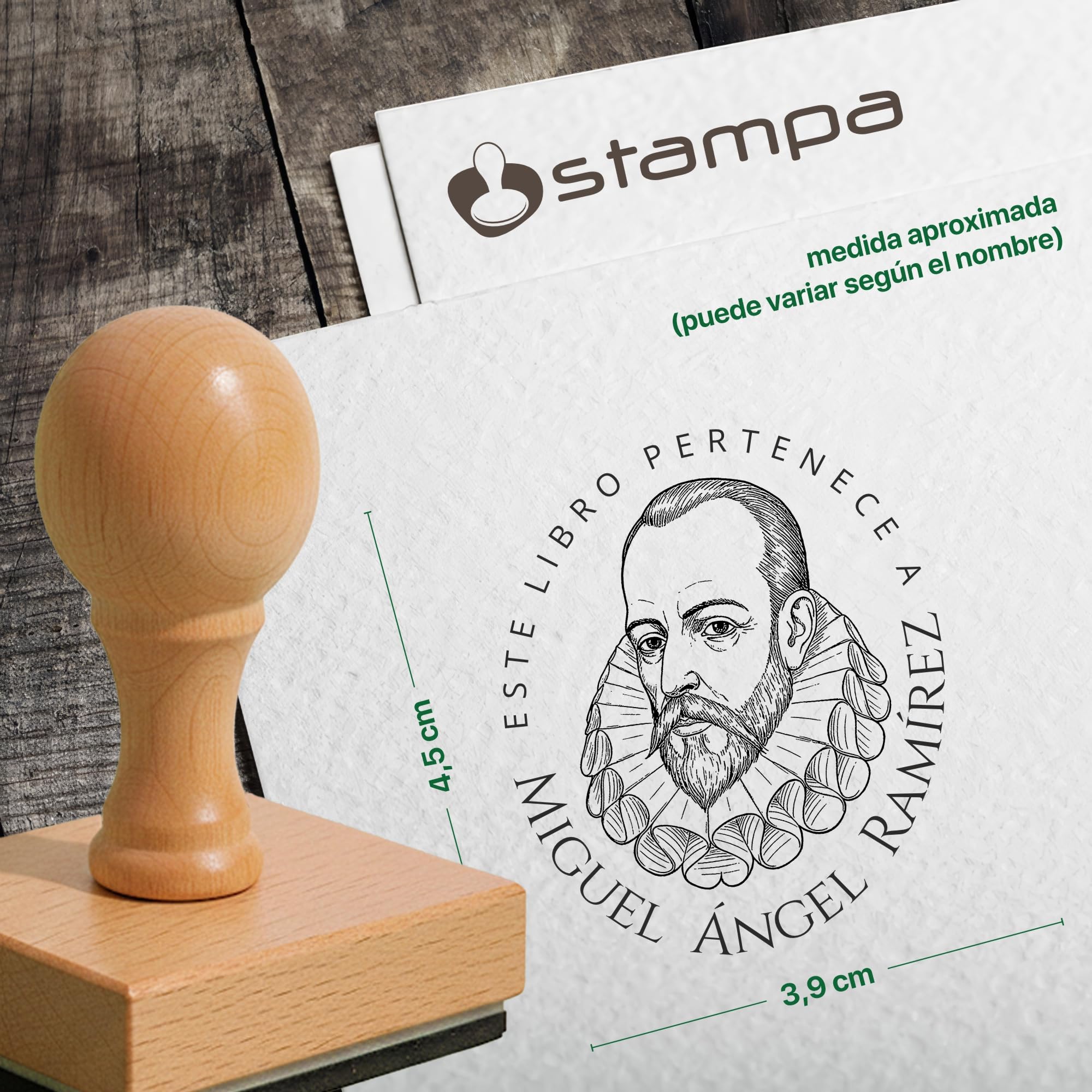 EXLIBRIS PERSONALIZADO para Libros – Sello Exlibris con Nombre “Este libro pertenece a” – Sello Biblioteca – Temática Escritores: Cervantes, Bécquer, Edgar Allan Poe – Literatura Clásica – STAMPA