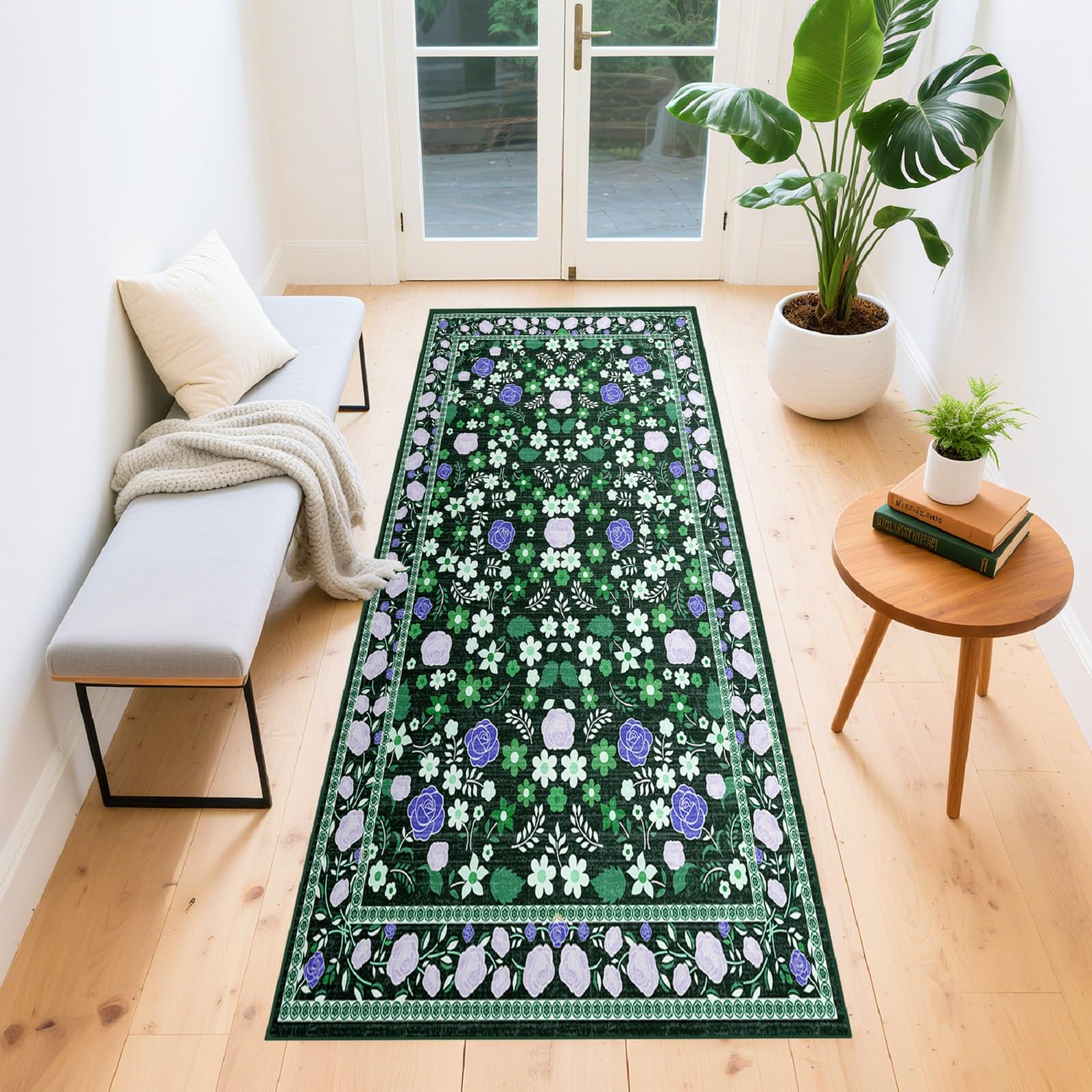 Area Rugs Washable 2’x6’ Hallway Runner Rug, Low Pile Non-Slip Rugs for Bedroom Vintage Printed Rug for Living Room Bedroom Dining Room Door Mat Foyer
