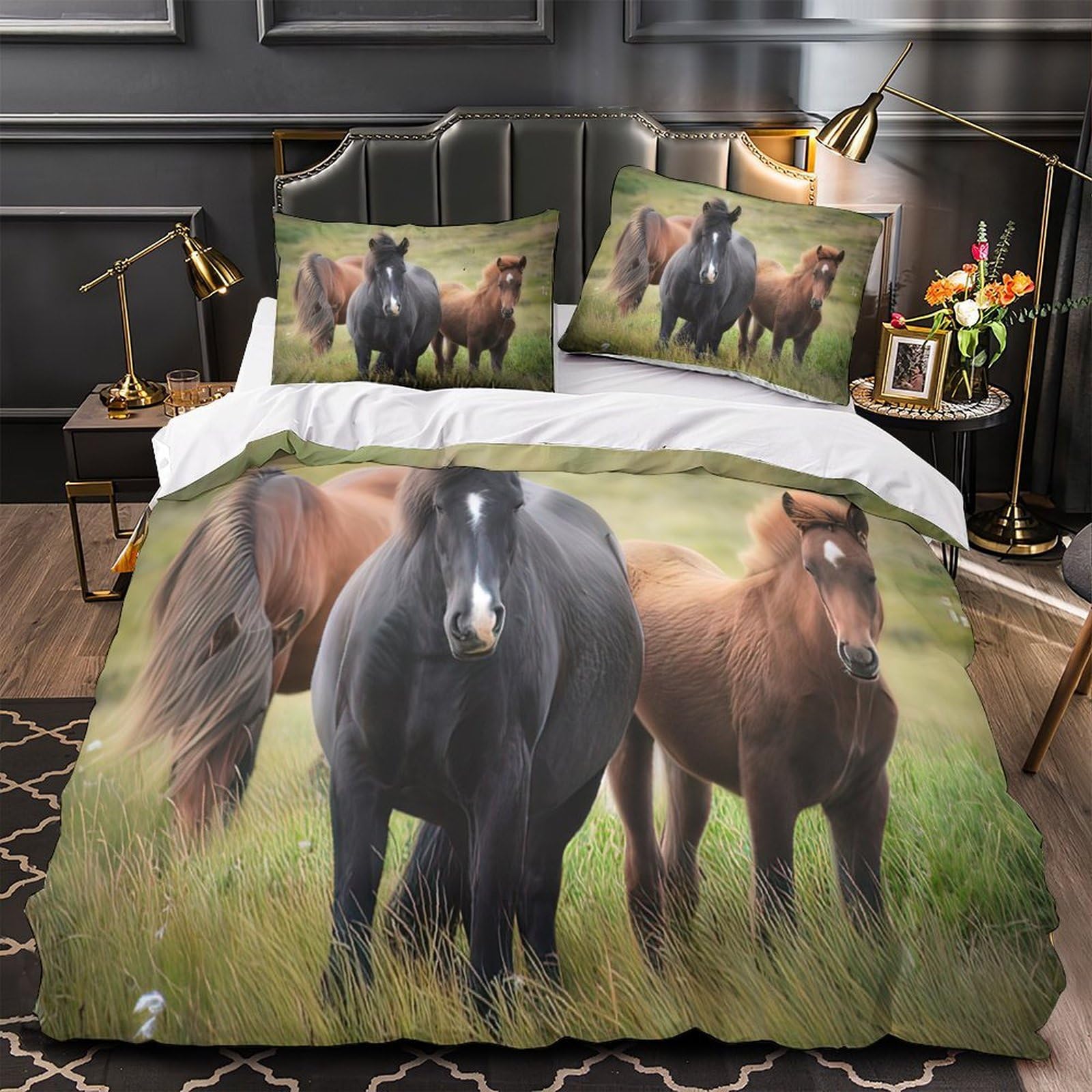 Parure de lit effet 3D chevaux pour une chambre enfant dynamique