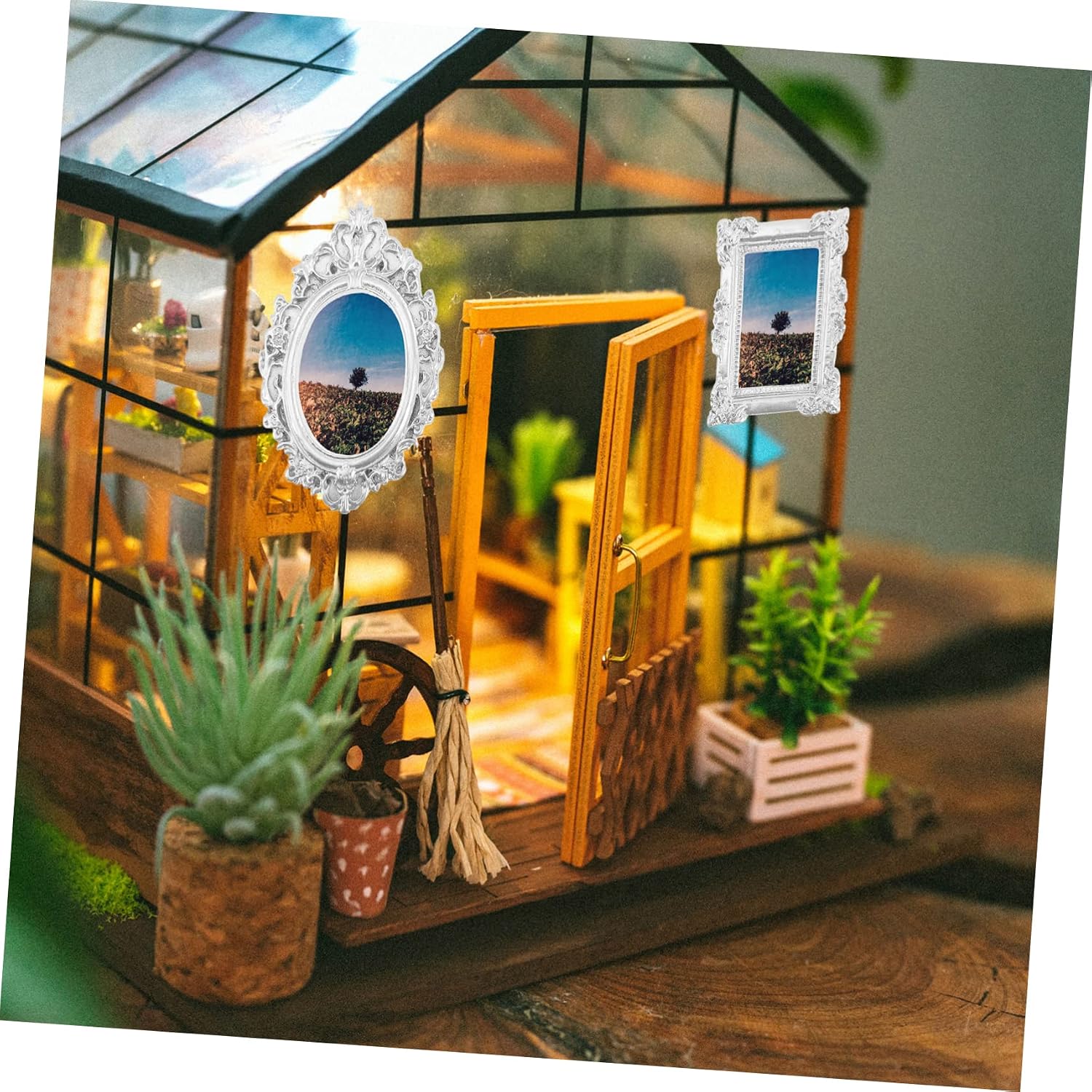 MAGICLULU Mini Resin Photo Frame 12pcs Rustic Embossed Silver Decor