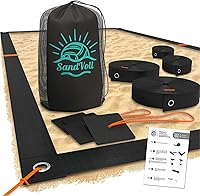 Vista 1 de Líneas de voleibol de playa para arena, juego de líneas de límite portátiles de 2 pulgadas para exteriores + anclajes de arena y bolsa de red.