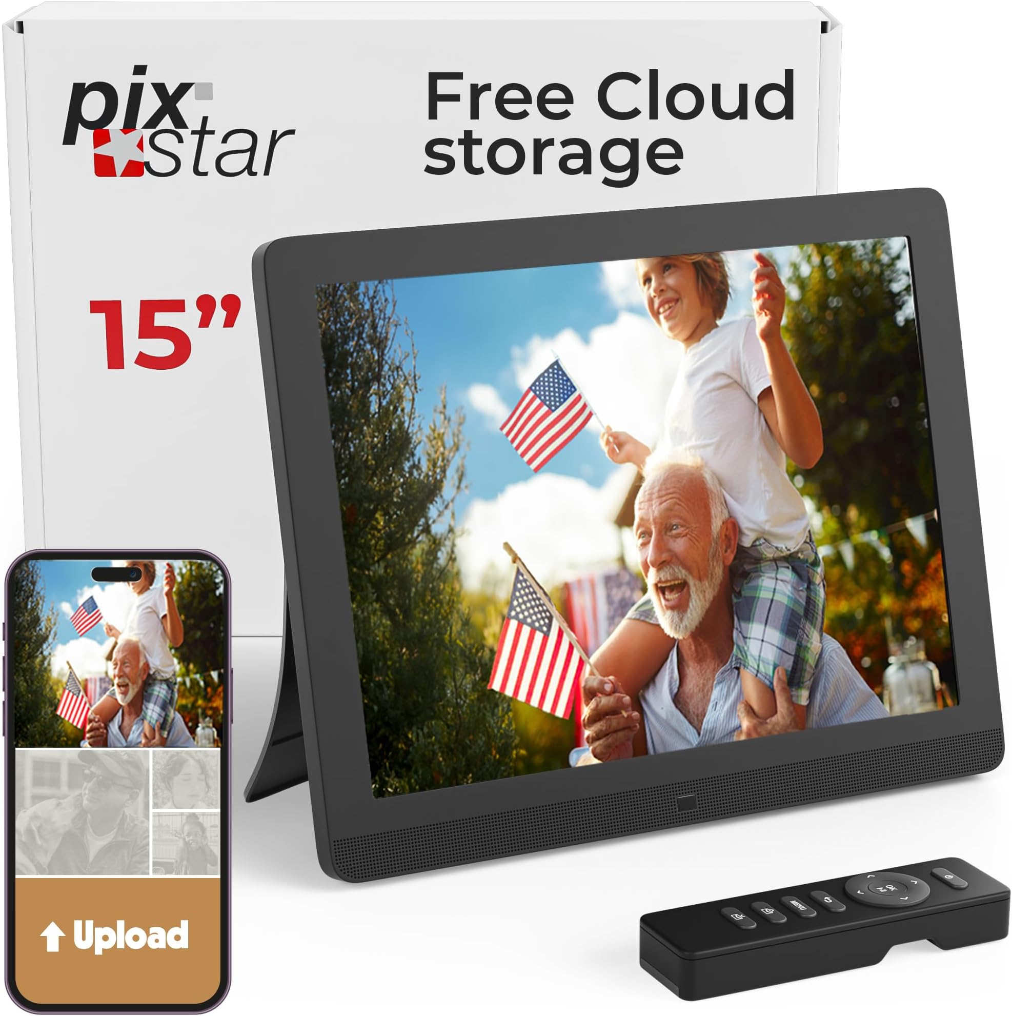 15 Inch Wi-Fi Cloud Digital Photo Frame FotoConnect XD with Email, Online Providers, iPhone & Android app, DLNA and Motion Sensor (Black)