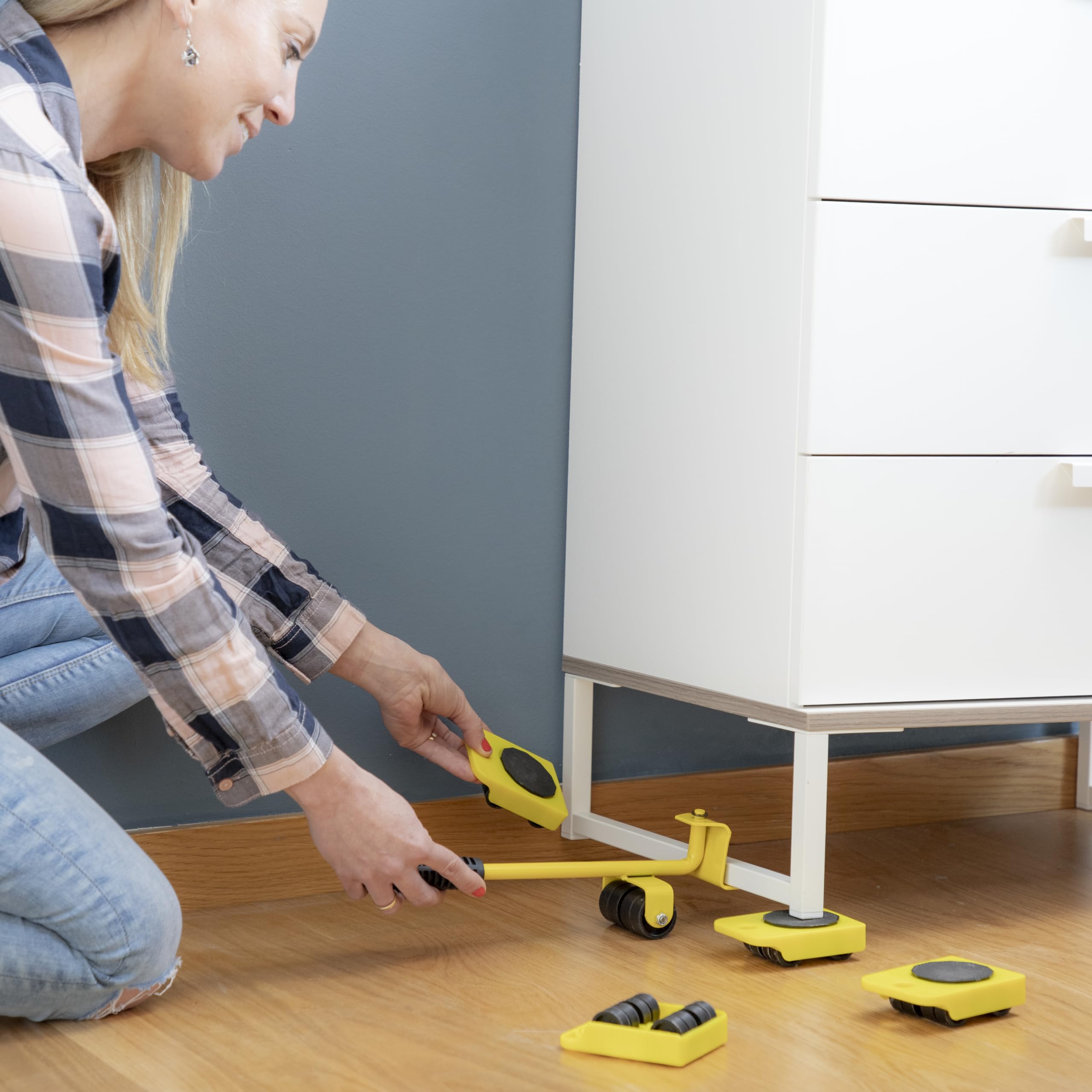 InnovaGoods HeavEasy Set Elevación Transportador Muebles Ruedas 5 Piezas Aprox. 35x9x10 cm