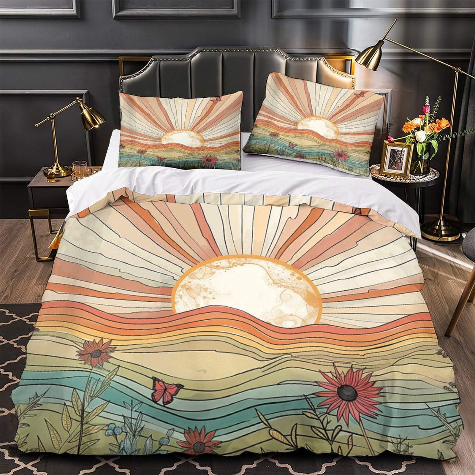 Parure de lit microfibre 3D portrait animal housse de couette fermeture éclair hypoallergique