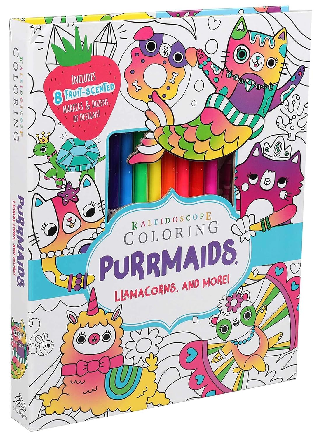 Kaleidoscope Coloring: Purrmaids, Llamacorns, and More!: Includes 8 Fruit-Scented Markers and Dozens of Designs! image 2