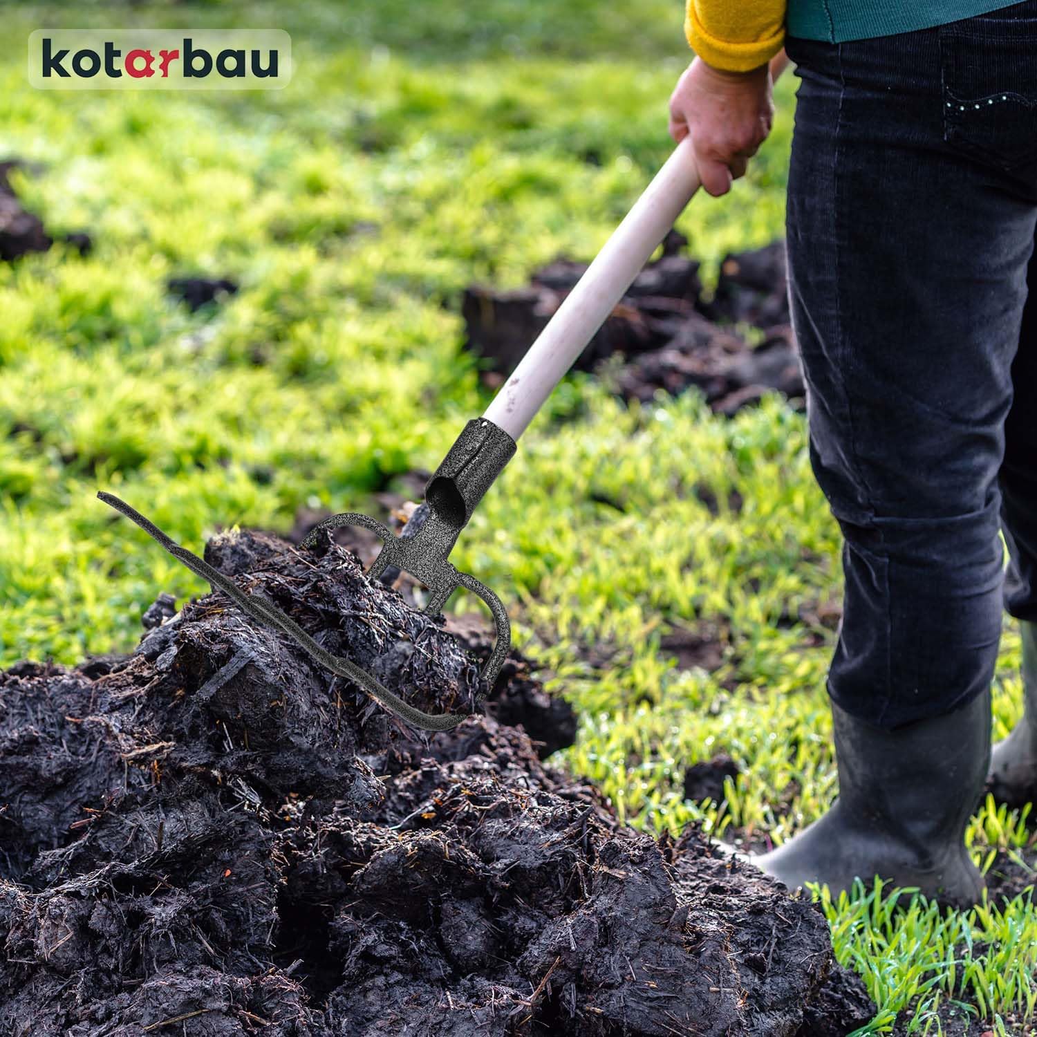 KOTARBAU® Fourche de Jardin 4 Dents Fourche à Bêcher Fourche à Compost à Fumier Accessoire de Jardin Outil de Jardinage