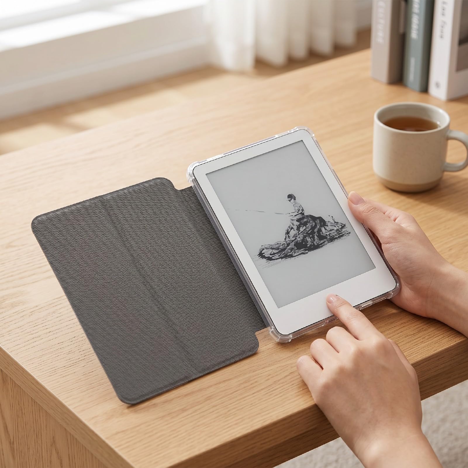 Sxhlseller Lettore Ebook da 6 Pollici 64GB, Schermo Tattile 1072x1448 con Luce Anteriore, WiFi Dual Band, Bluetooth 5.1, Custodia Protettiva Inclusa per Lettura (WHITE)