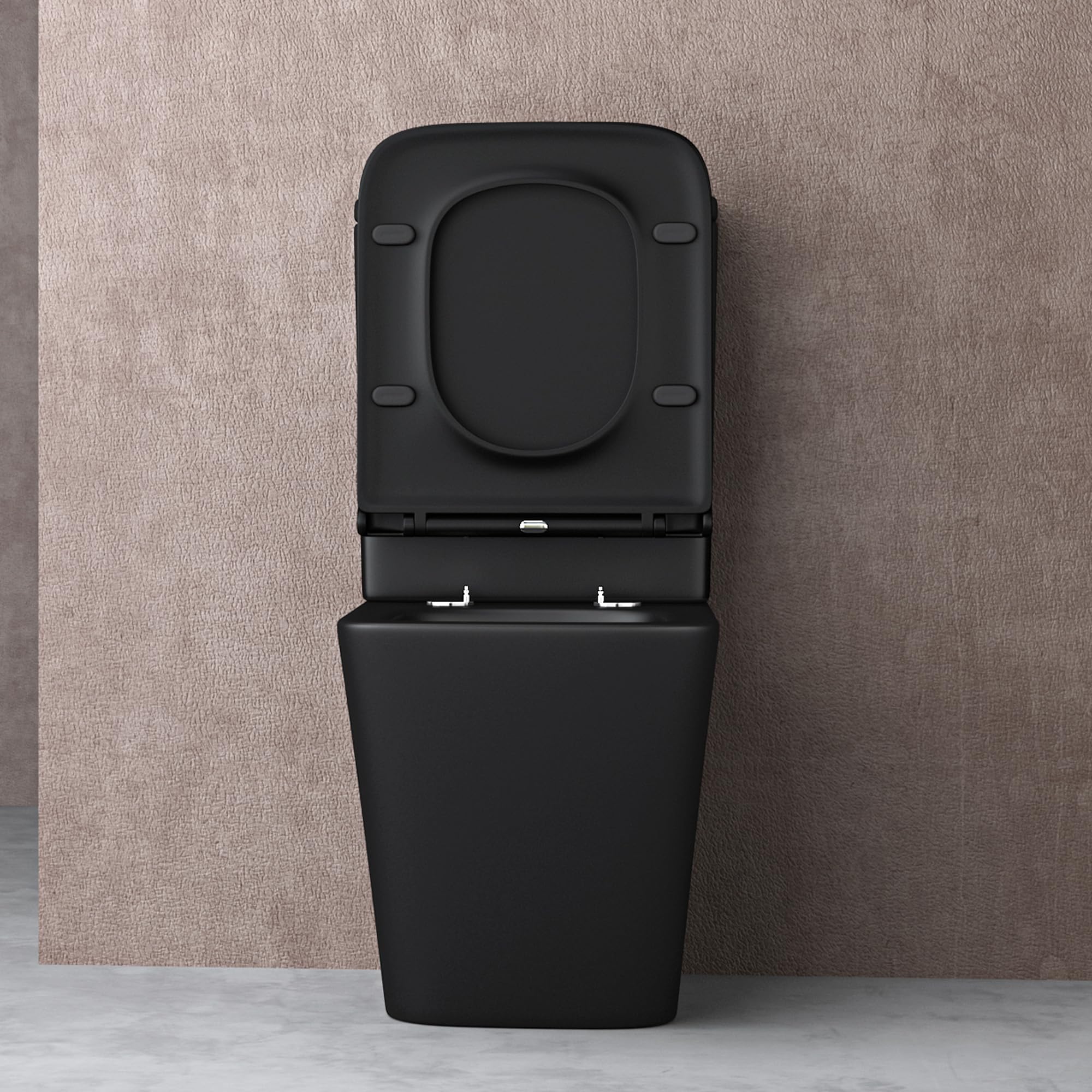 doporro Stand-WC Toilette Schwarz Matt mit Softclose 37,5 x 67,5 x 82 cm | Spülrandloses Stand-WC mit Spülkasten, Soft-Close & Tiefspüler – Komplettset & pflegeleicht für moderne Bäder Stand112T