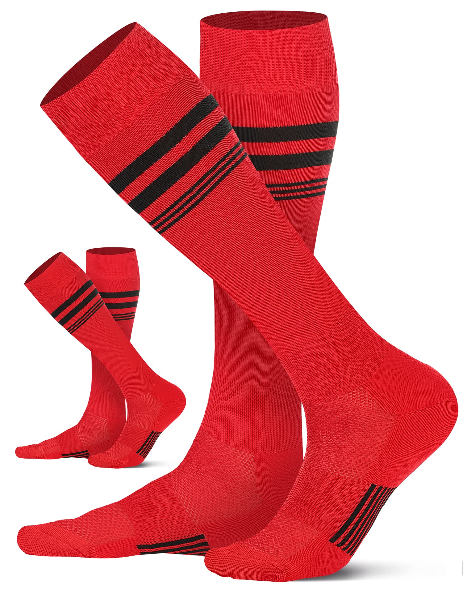 CS CELERSPORT Striped Soccer Athletic Knee High Socks for Kids Youth Adult