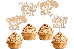 24 PCS We Can Bearly Wait Cupcake Toppers Glitter Balloon Bear Cupcake...