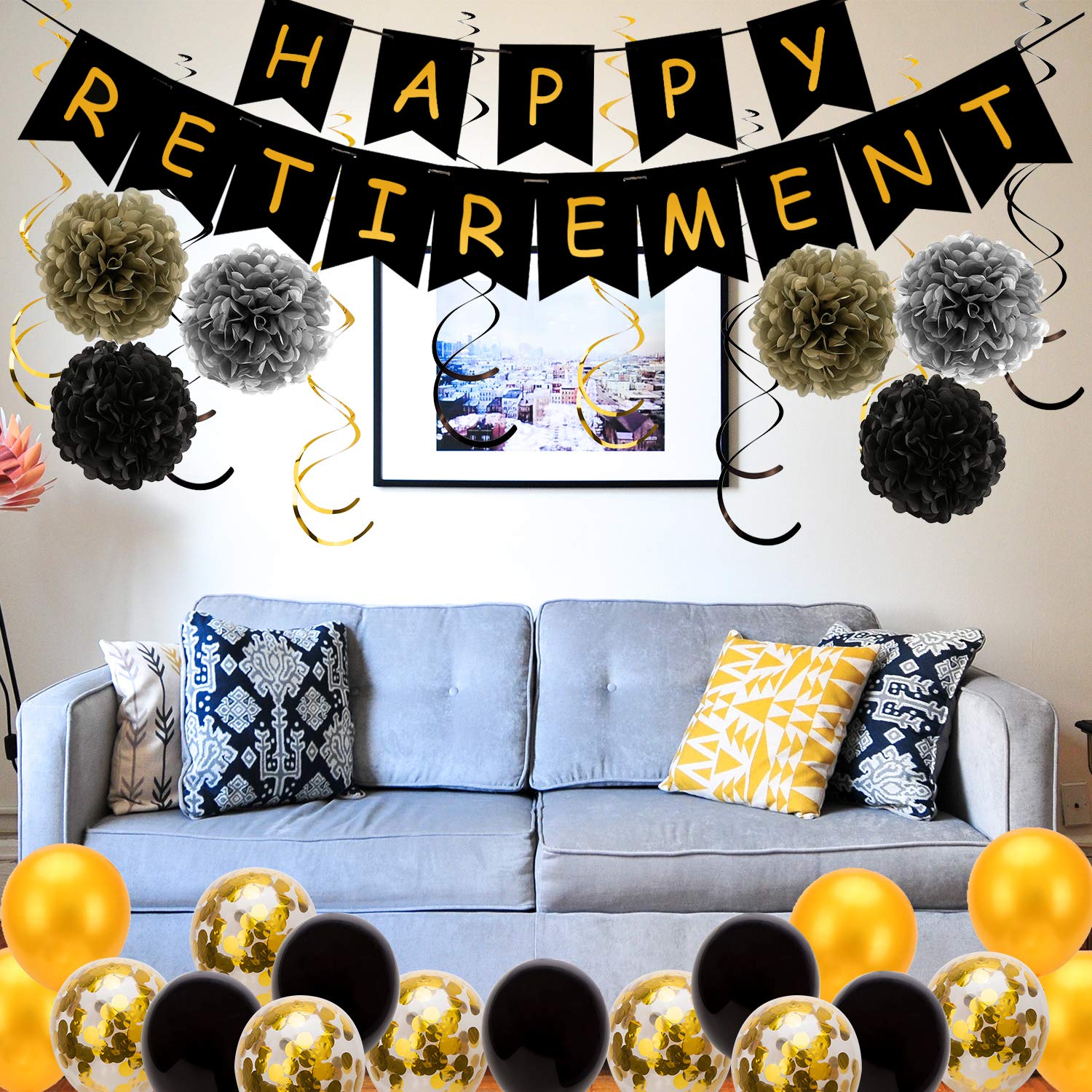 Shower Squeegee 30 PCS Happy Retirement Balloons - 12 Inch Black, Gold & White Latex Balloons For Retirement Party Decorations Streak-free Shower Tool