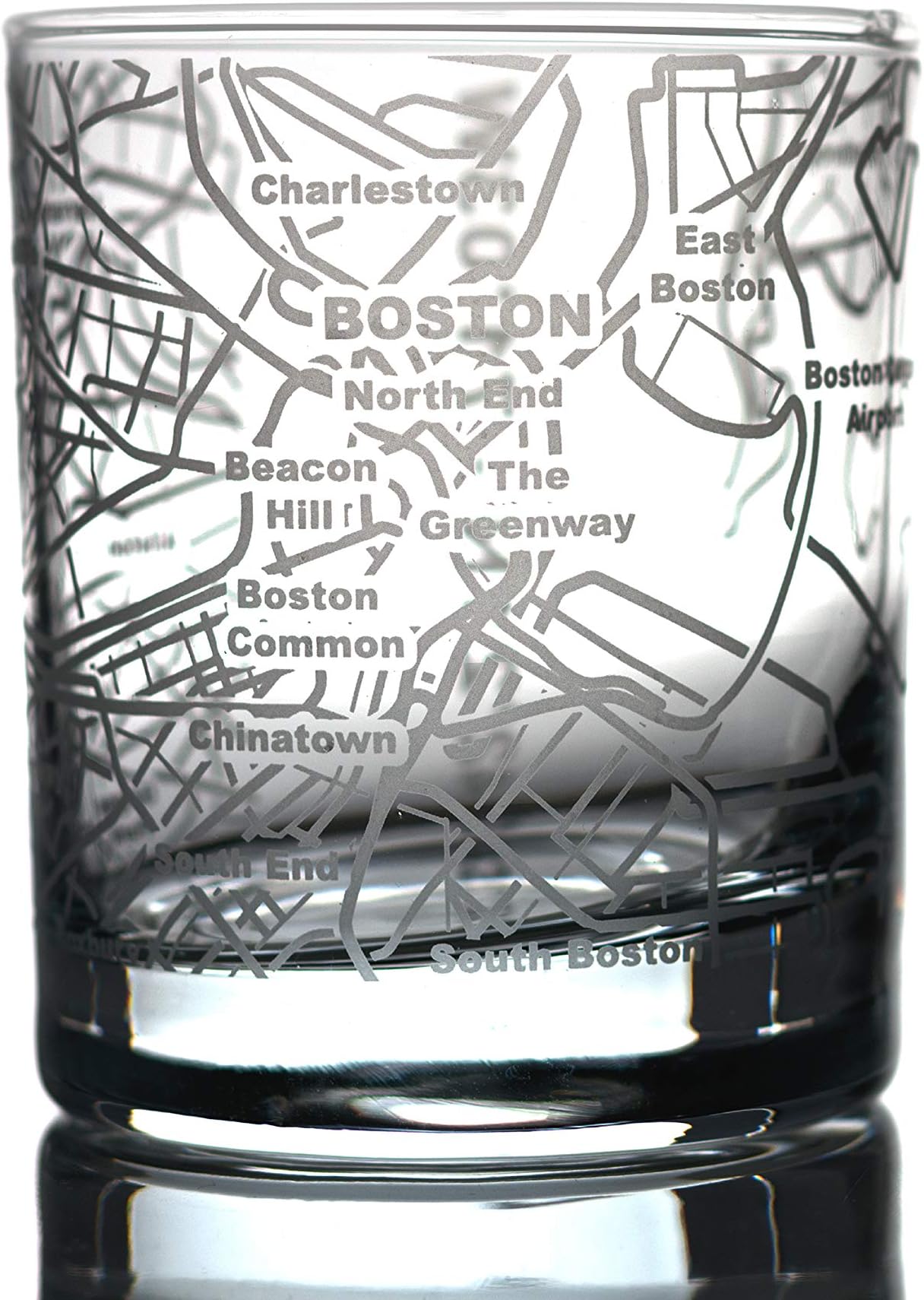 Greenline Goods Whiskey Glasses - 10 Oz Tumbler for Boston Lovers (Single Glass) - Etched with Boston Map - Old Fashioned Rocks Glass