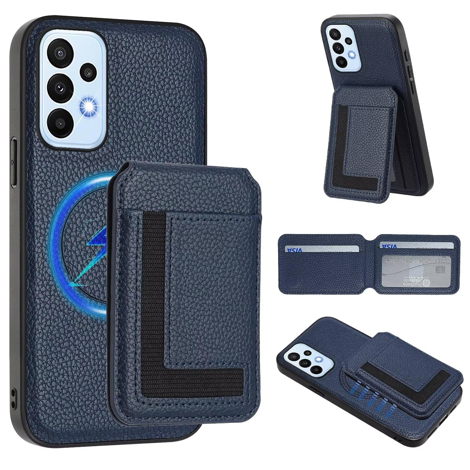 Rnrieyta Miagon Magnetic Wallet Case for Samsung Galaxy A23 5G/4G,Detachable Cover [Compatible with Magsafe] PU Leather Flip Card Holder Stand