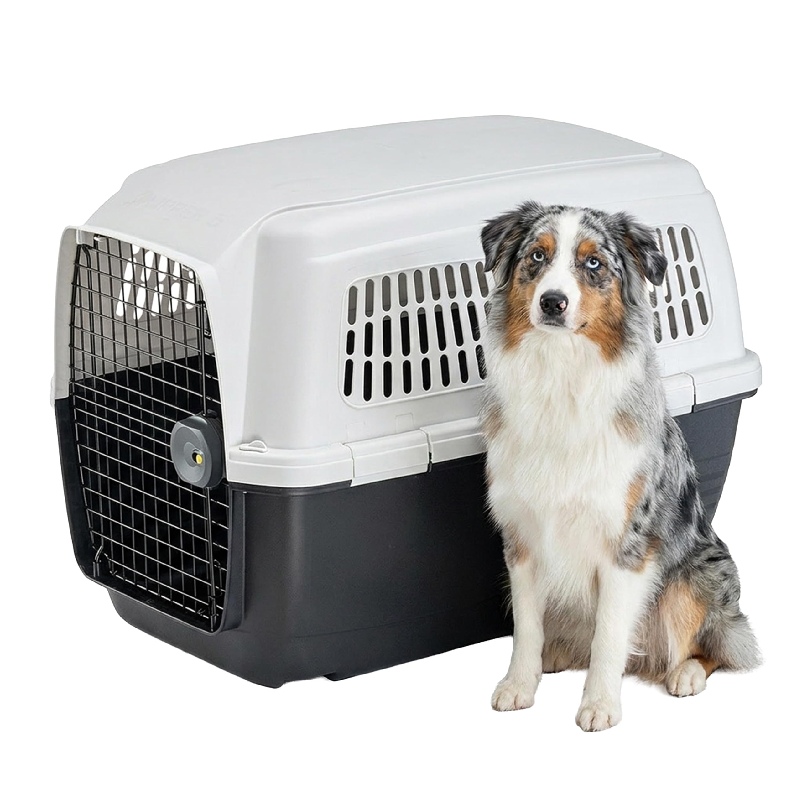 Ferplast Dog Carrier CLIPPER 5, IATA Approved Dog Travel Crate, Medium Dog Carrier max 30 Kg, Pet Carrier for Airline, Car, Train, 82 x 57 x h 60 cm, Steel Door, Secure Closure