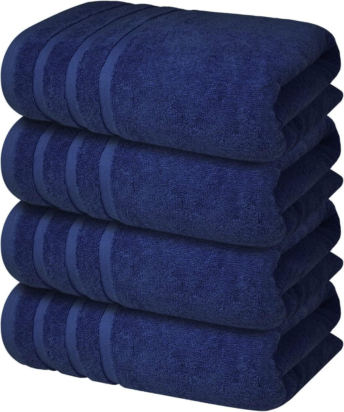 Wholesale Trade Dealz 4 x Large Jumbo Bath Sheet Towel Set (75 x 150 cm-500GSM) Pure Cotton XL Bath Sheet Towels (Blue, Cotton)