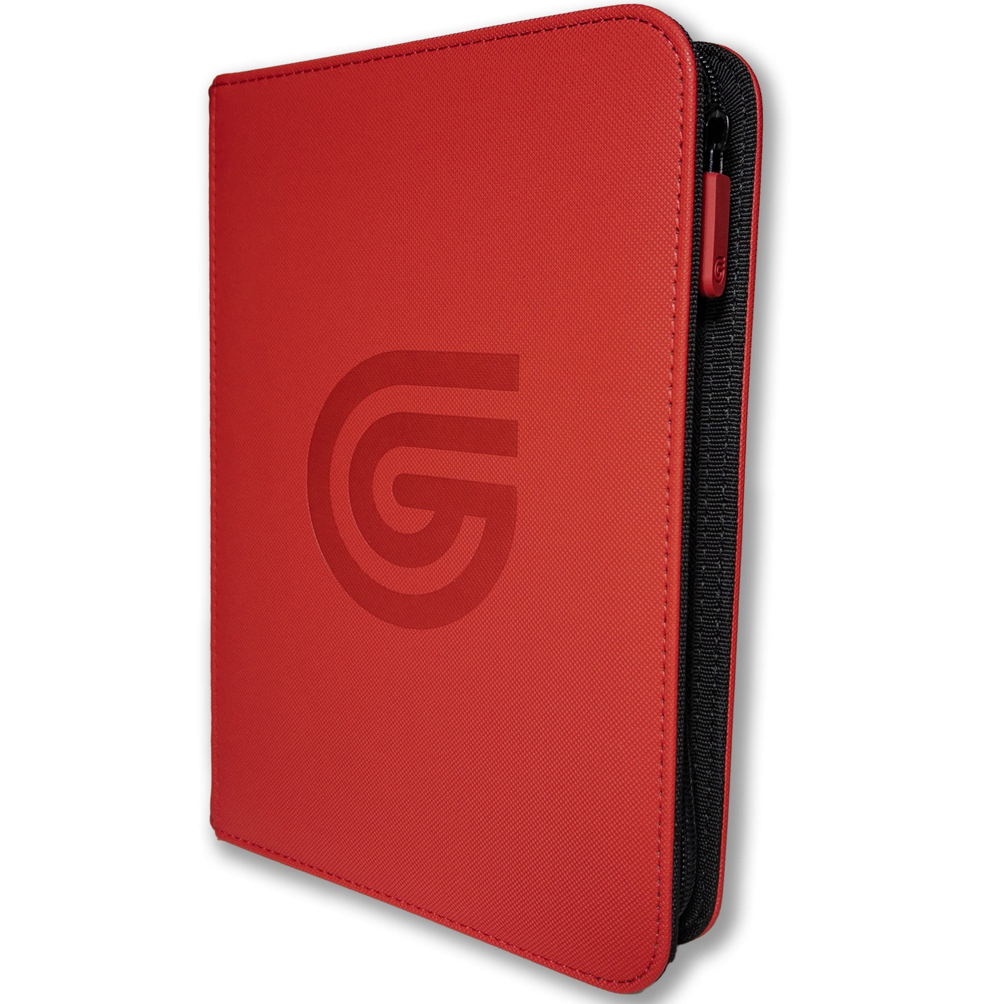 Guilt Free Gaming 4 Pocket Premium Trading Card Zipper Binder | 160 Secure Side Loading Pockets | Komodo Armor Exterior| Suede Interior by (Red)