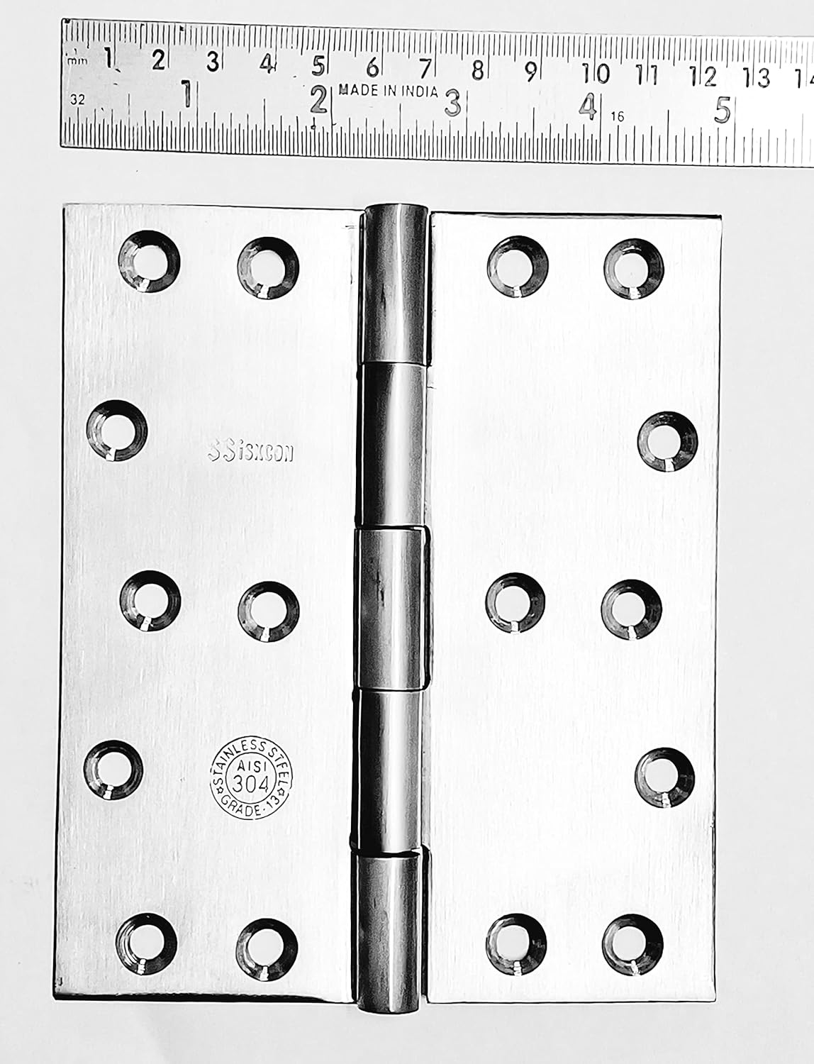 SSISKCON 6 inch x 5 Inch Wide Throw Stainless Steel Door Butt Hinge with 16 Screws Heavy Duty Series (Pack of 1)