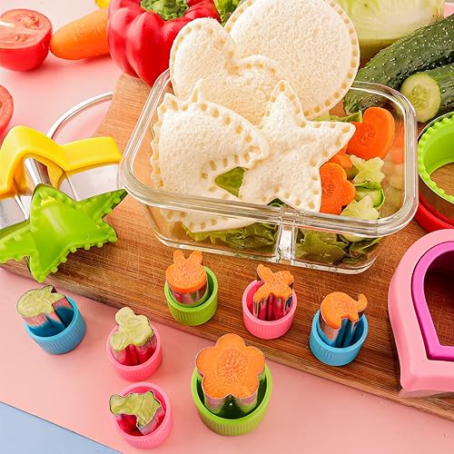 Miniatura 4 de Cortador de sándwiches y sellador para niños, 4 piezas, desoxidante de pan grande, sándwiches para hacer galletas de frutas y verduras, cortador de