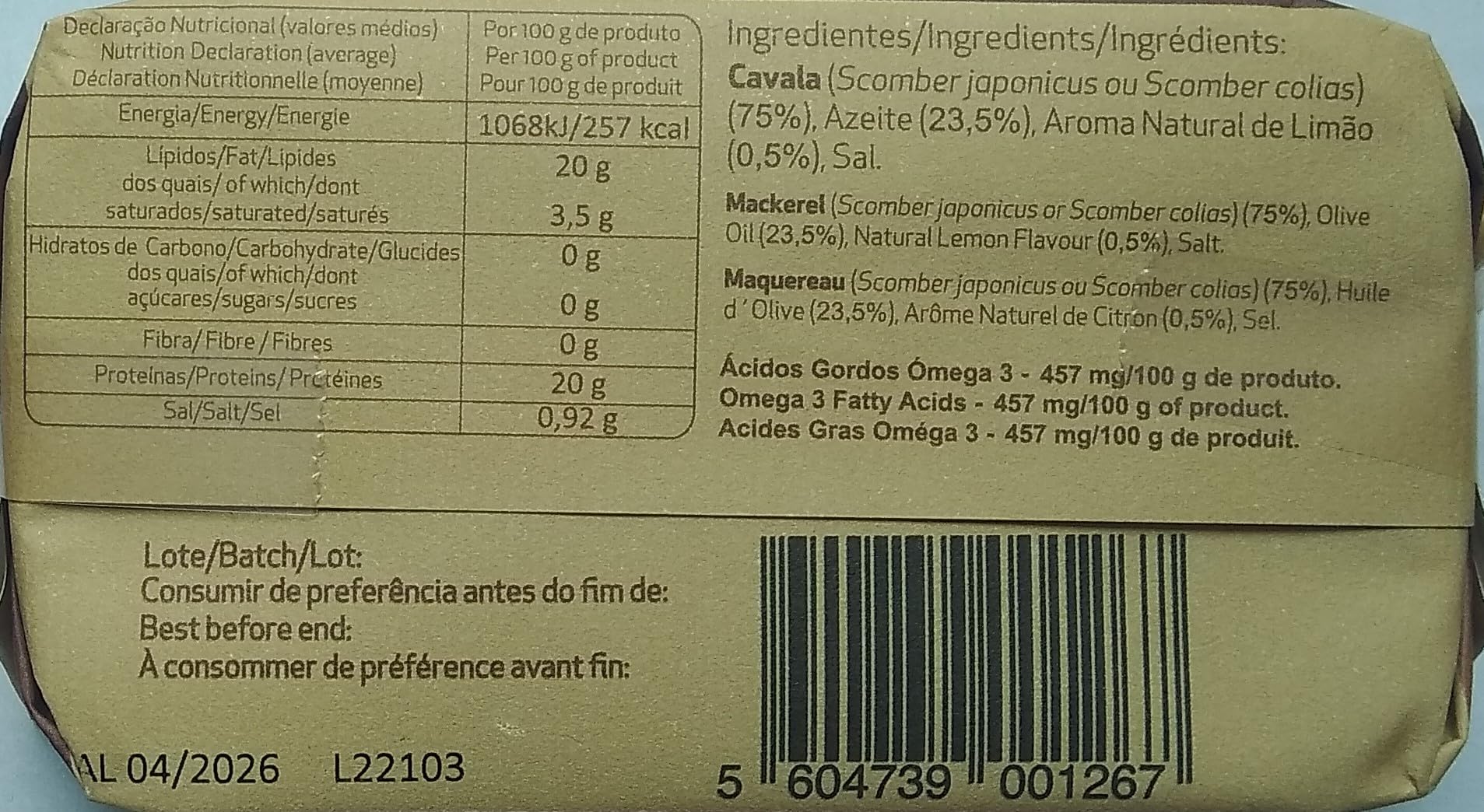 Conservas Santos, Algarve Portugal - Gourmet ganze Makrele in Olivenöl und Zitrone - 5er Pack (5 x 120 gr)