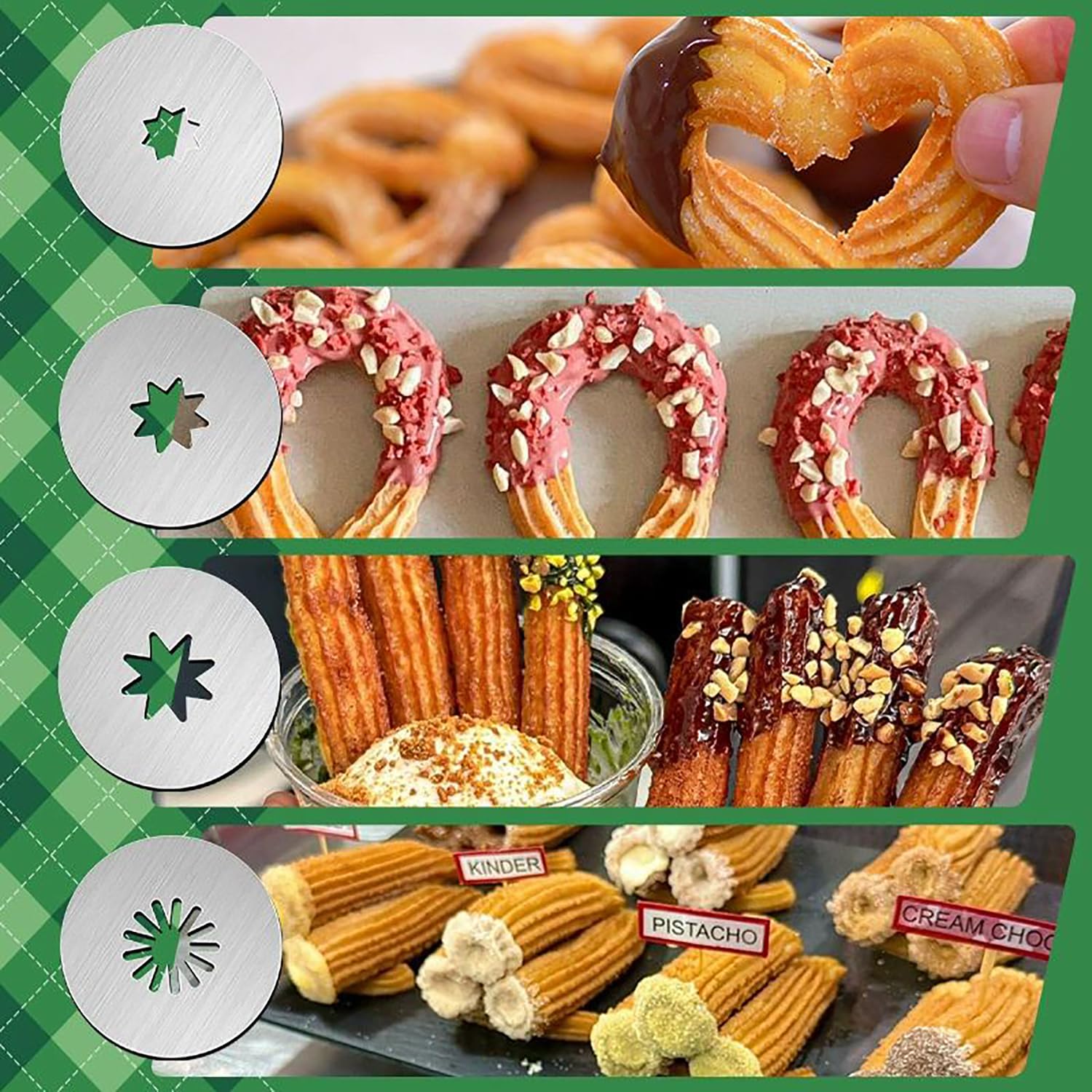Machine a Churros,Presse a Biscuit,28 Pièces en Acier Inoxydable de Haute Qualité, avec 9 Buses et 12 Pochoirs,Presse à Biscuits et Décoration de Gâteaux pour la Cuisson à la Maison