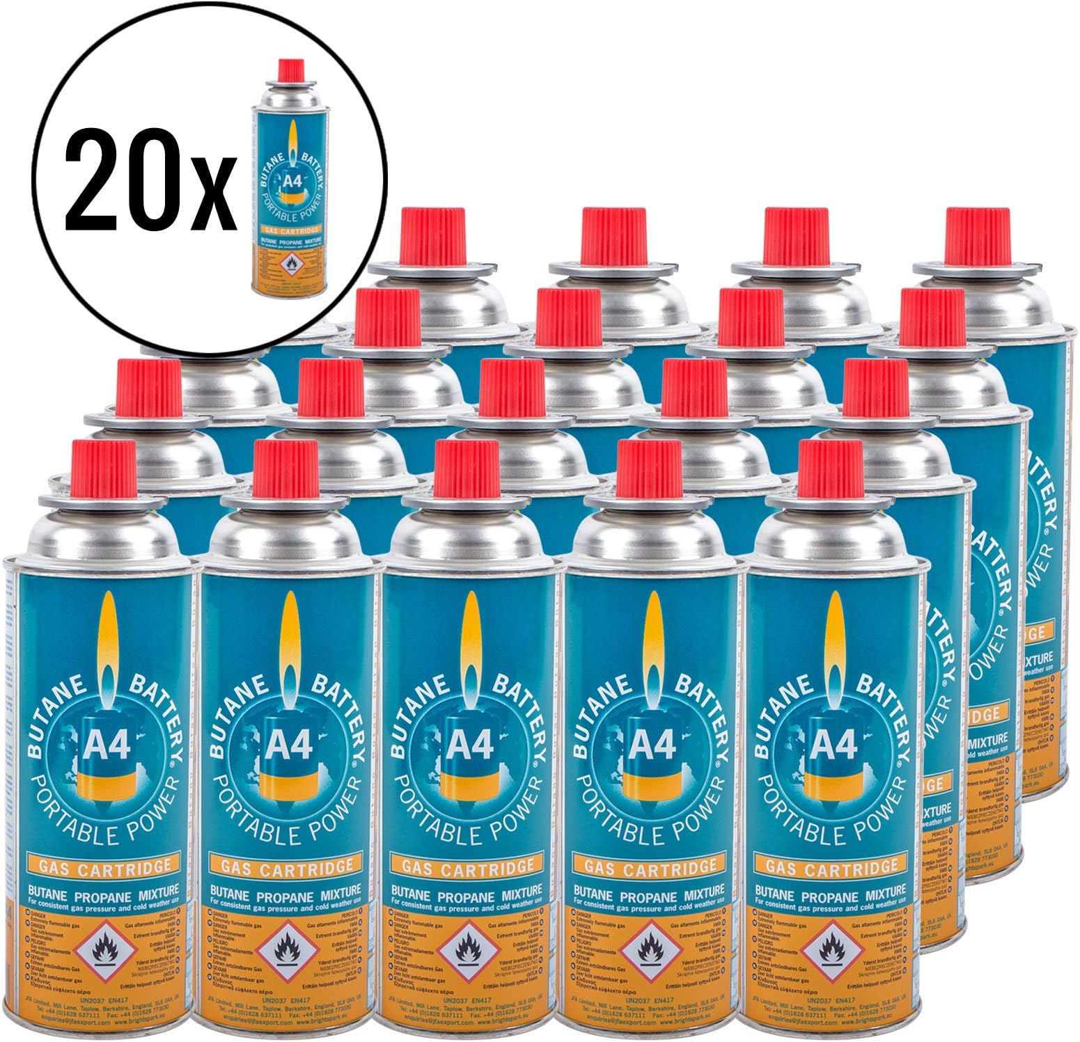 20x Butane Battery Gas Cartridge 220 gram for Camping Gas Cartridge Stove and Grill
