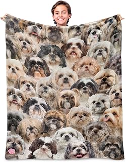 Shih Tzu Dog Blanket, Soft Fleece Throw Blanket for Couch Bed Sofa, Cozy Shih Tzu Gifts for Women Kids Adults, Plush Dog Lover Blanket Home Decor, 40"x50"