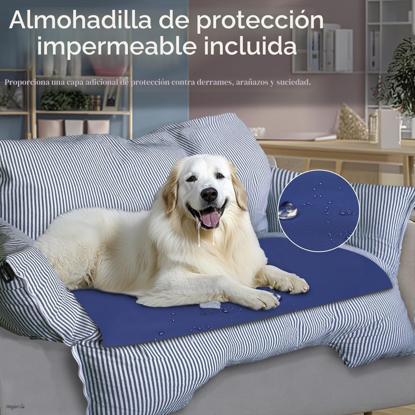 Asiento de coche para perros grandes de hasta 36 kg, cama lavable para perros, asiento para perros portátil con 2 correas de seguridad y base antideslizante
