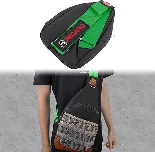 Miniatura 2 de BRIDE - Mochila cruzada de pecho RECARO con hombro verde, Negro