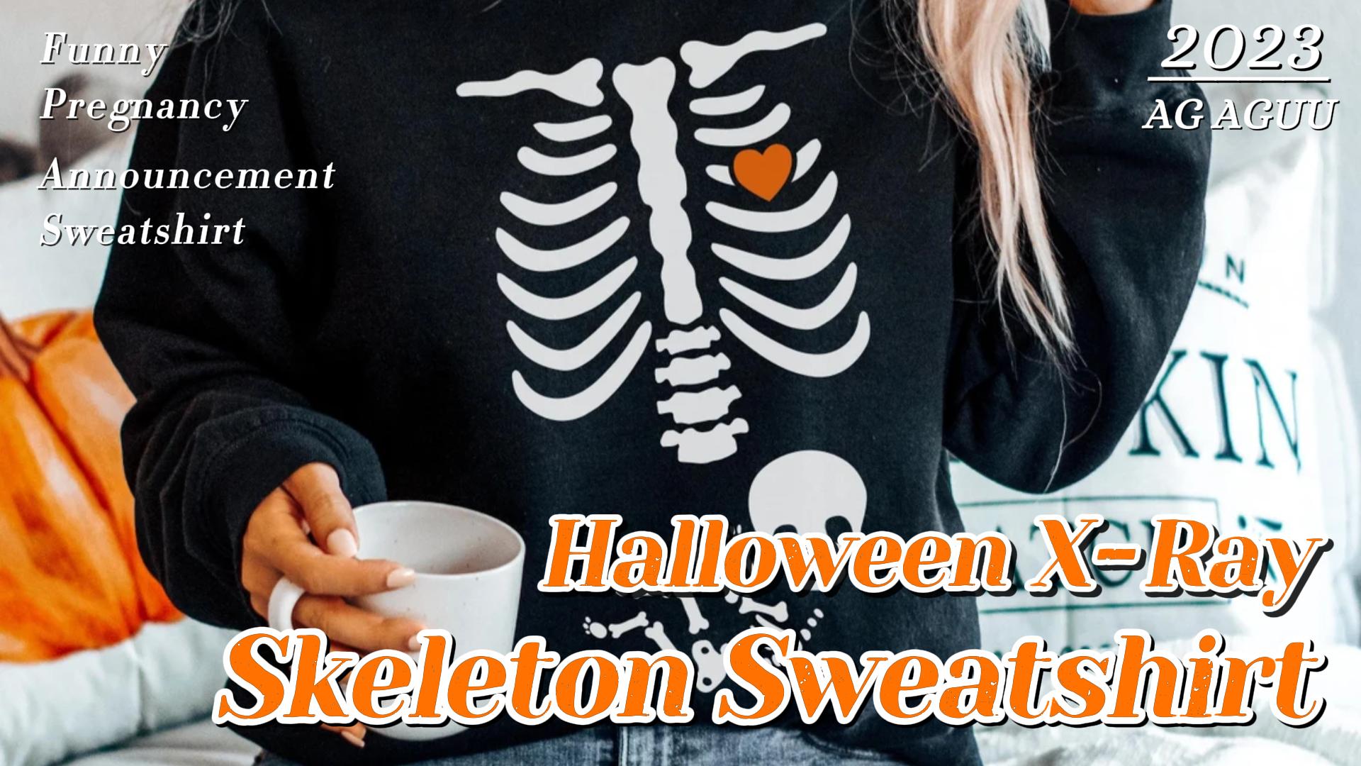 Halloween Pregnancy Announcement Sweatshirt - Skeleton Mom Maternity Hoodie, Cute Halloween Sweater For Expecting Mothers