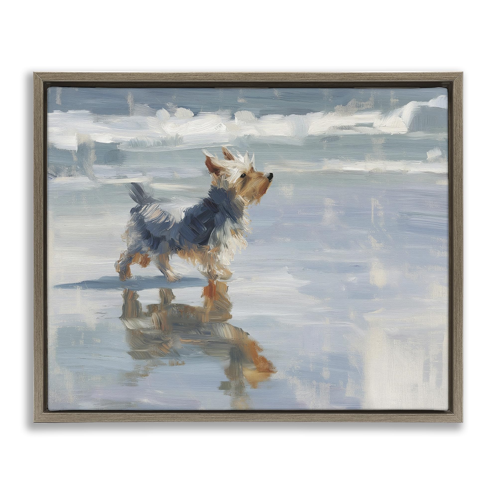 Stupell Industries 'Yorkie's Quiet Moment', Floating Frame Canvas Art, Brown, 21 x 17 Inches, Easy to Hang and Sturdy, Made in USA, by Svetlana Aleynikova