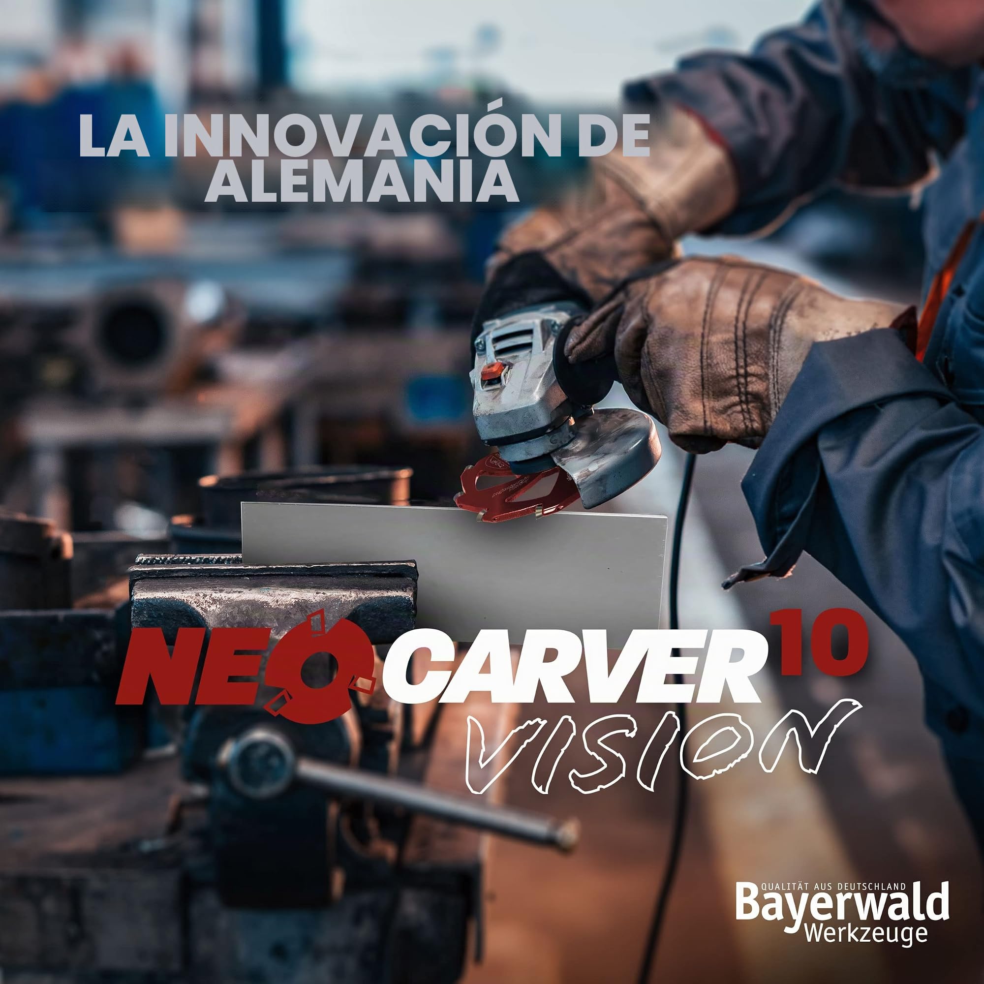 Bayerwald NeoCarver 10 Vision - Disco de fresado de carburo de tungsteno para aluminio, apto para amoladoras angulares, diámetro de 125 x 22,2 mm, 10 dientes