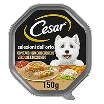 Cesar Cibo per cani Seleczioni dell’Orto con tacchino, con cuore di verdure e mix di riso, 150 g (confezione da 1), 14 ciotole
