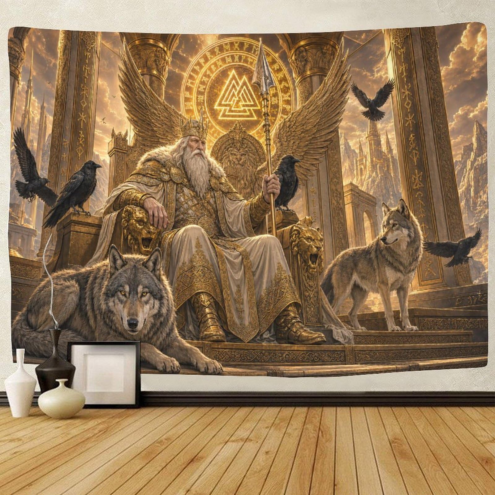 ASDFGHJKLZA Odin in Norse Mythology Wall Tapestry Wall Hanging Decor 3D Print Tapestries Poster Home Decoration Bedroom College Dorm 130cmx150cm
