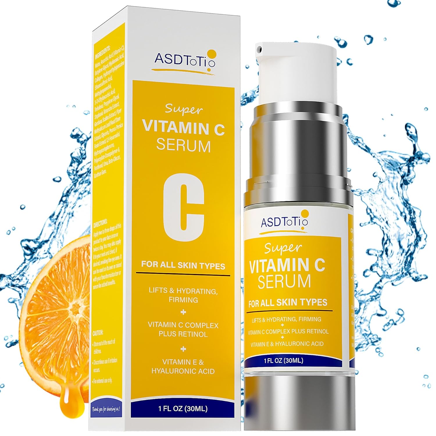 Super Vitamin C Serum With Hyaluronic Acid & Collagen Hydrates, Firms, Lifts Skin and Smooth for Women Over 70 Vitamin C Face Serum,1 FL OZ