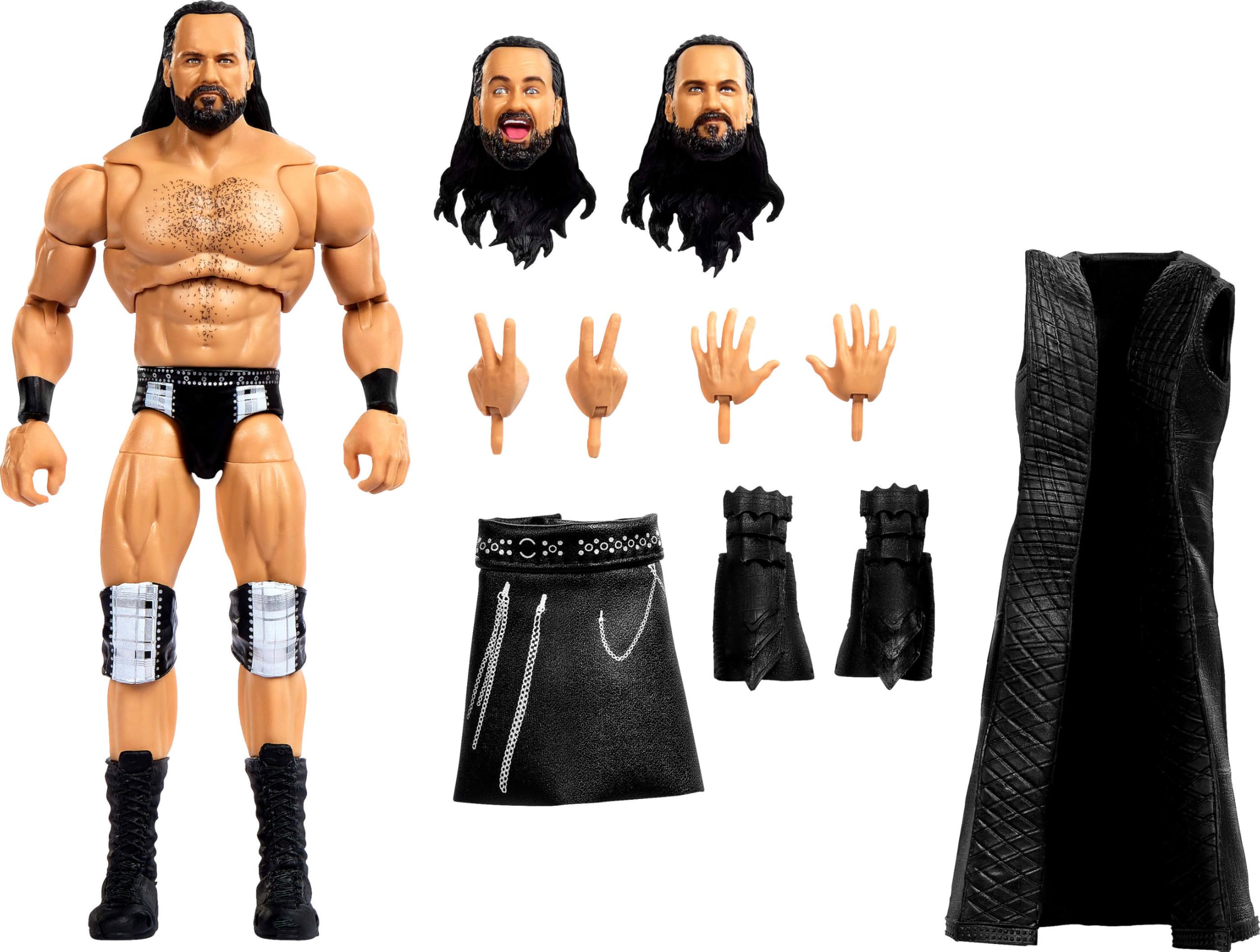 Mattel WWE Ultimate Edition Jeu de figurines d'action Drew McIntyre à collectionner de 15,2 cm, têtes et mains interchangeables, 30 points d'articulation