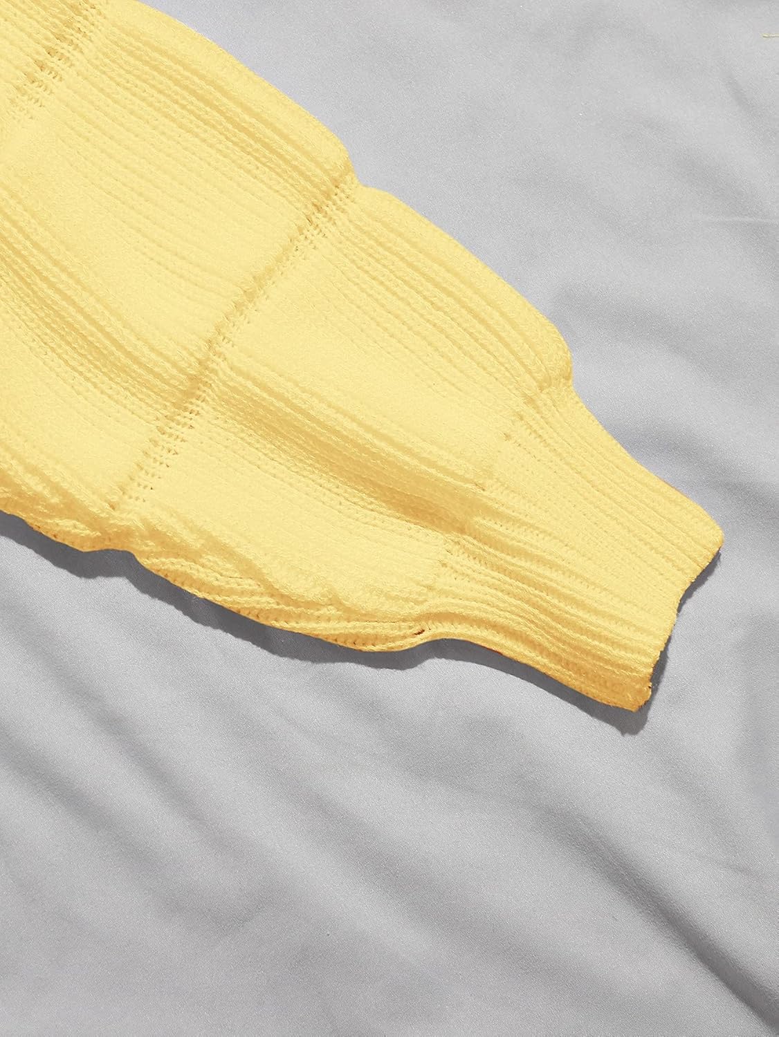 Women's Sweater Ribbed Knit Solid Crop Sweater Sweater for Women (Color : Yellow, Size : Medium)