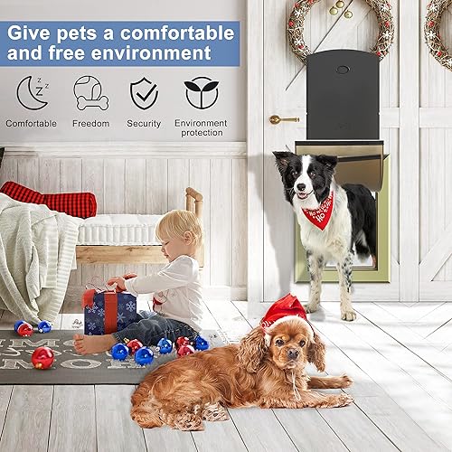 Miniatura 5 de Puertas grandes resistentes a la intemperie para perros grandes con doble solapa magnética, marco de aluminio resistente, puertas para perros