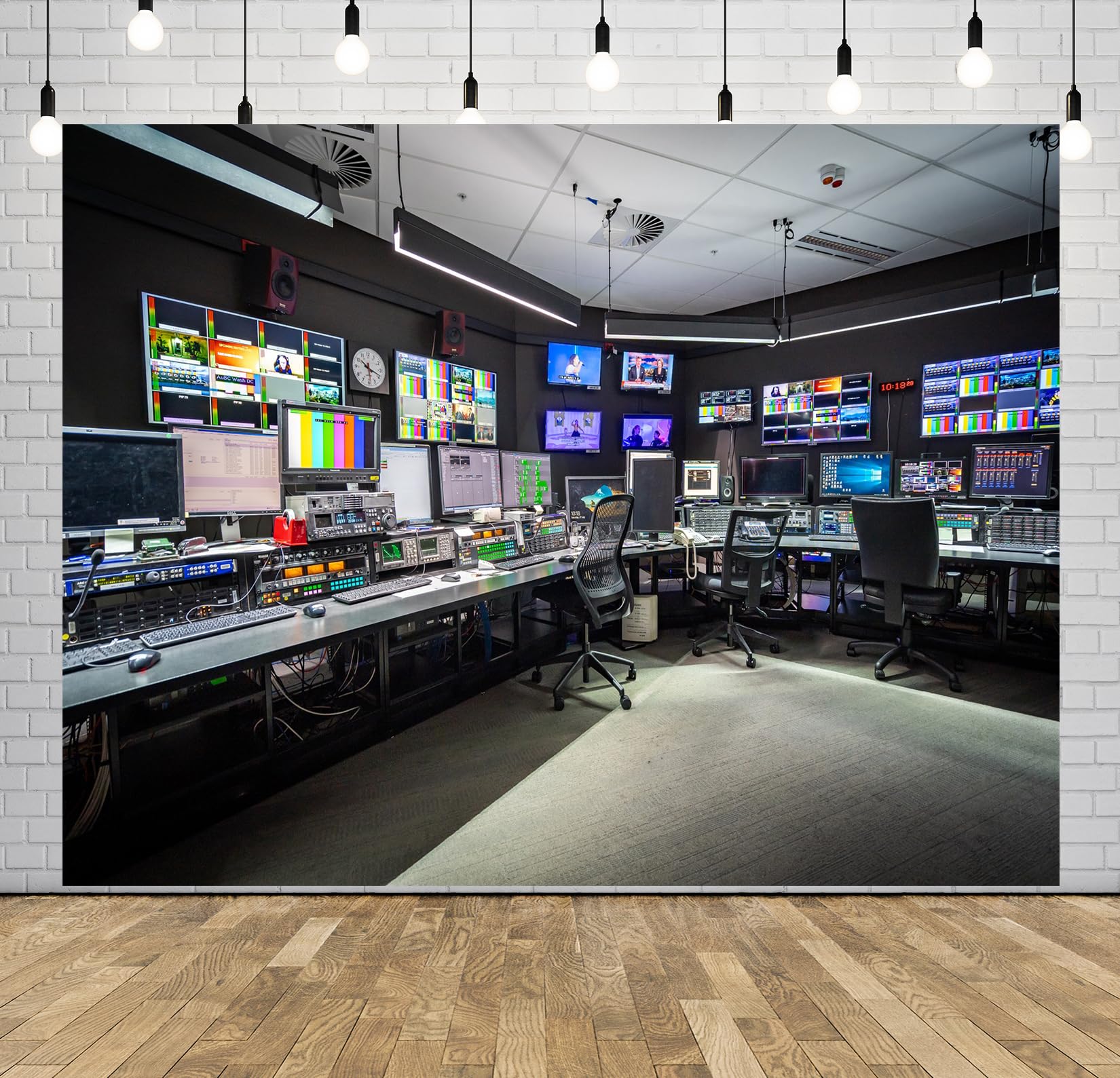 BELECO 20x10ft Fabric News Studio Backdrop for Virtual News Media, TV Shows, Video Calls & Photoshoots