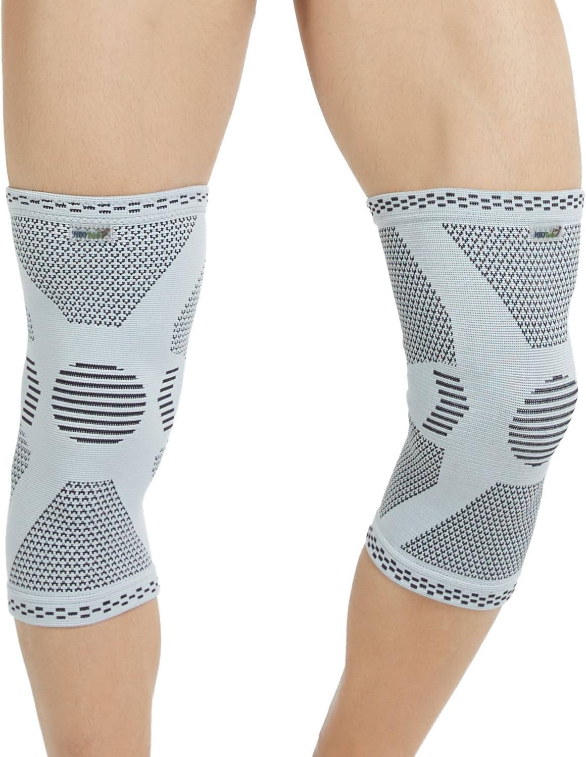 Neotech Care Bamboo Fiber Knee Support (1 Pair) - Lightweight, Elastic, Comfortable & Breathable Fabric - Sleeve Brace for Men, Women, Youth - Right or Left - Grey (Size XL)