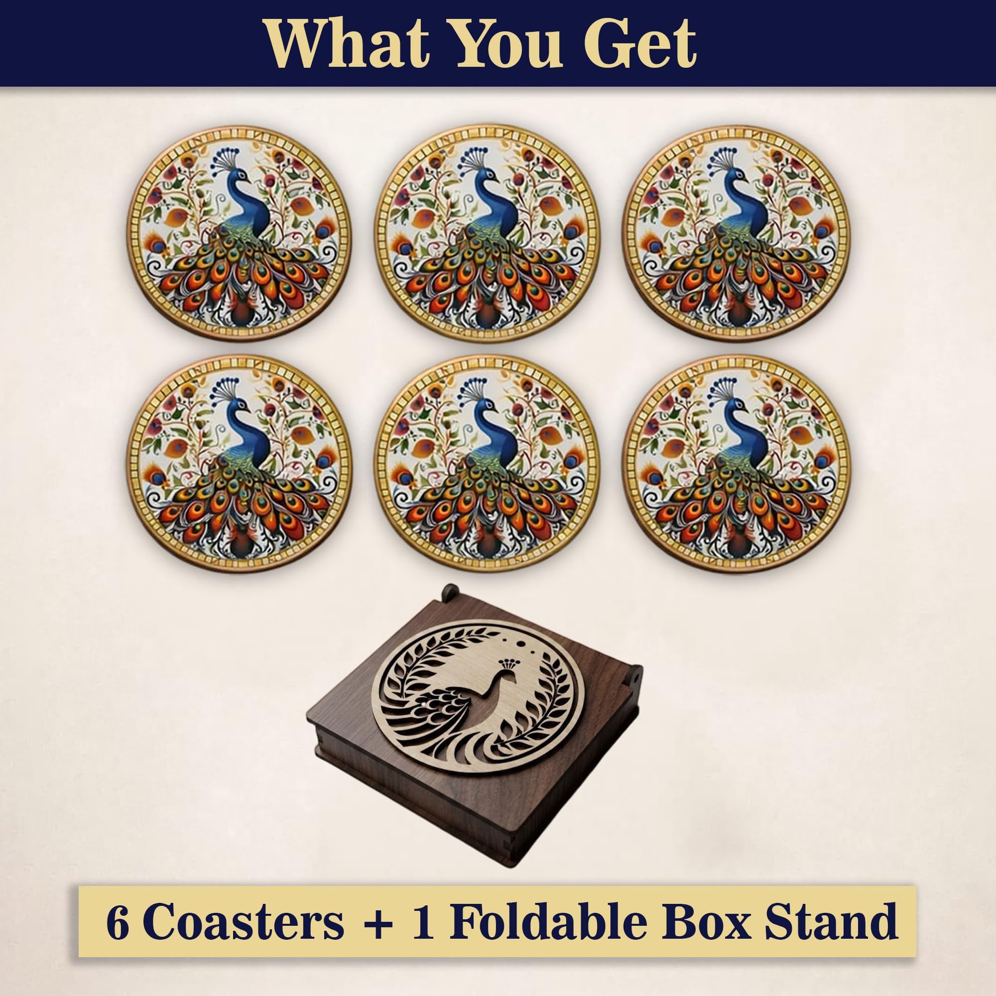 Royal Peacock Coasters - Mandala Art Table Protection -8
