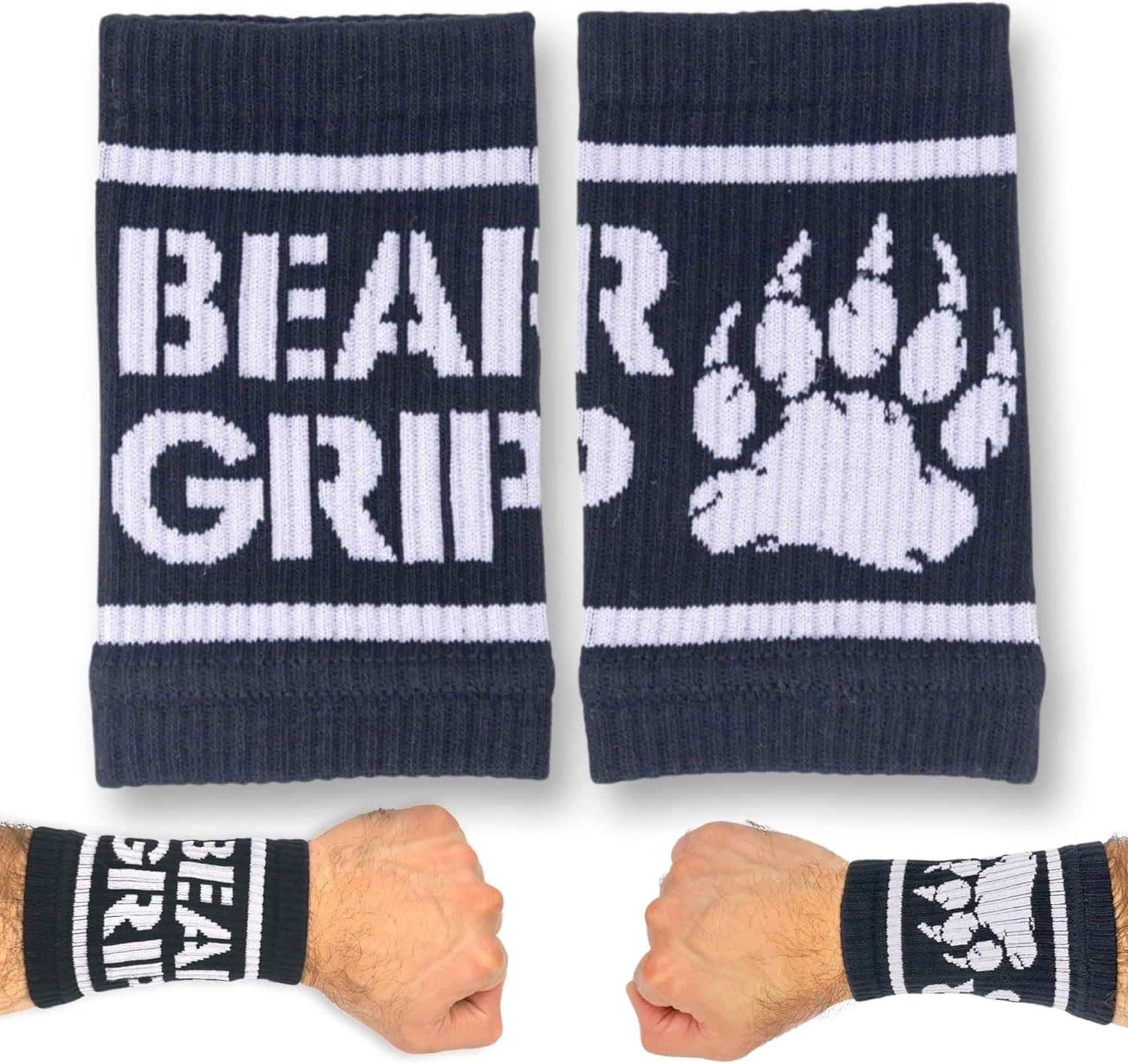 BEAR GRIP Cotton Sports Sweat Bands - Comfortable, Absorbent & Durable Wrist Bands - Ideal for Gym, Weightlifting, Running, Tennis & Fitness Workouts - Wrist Sweatbands for Men and Women