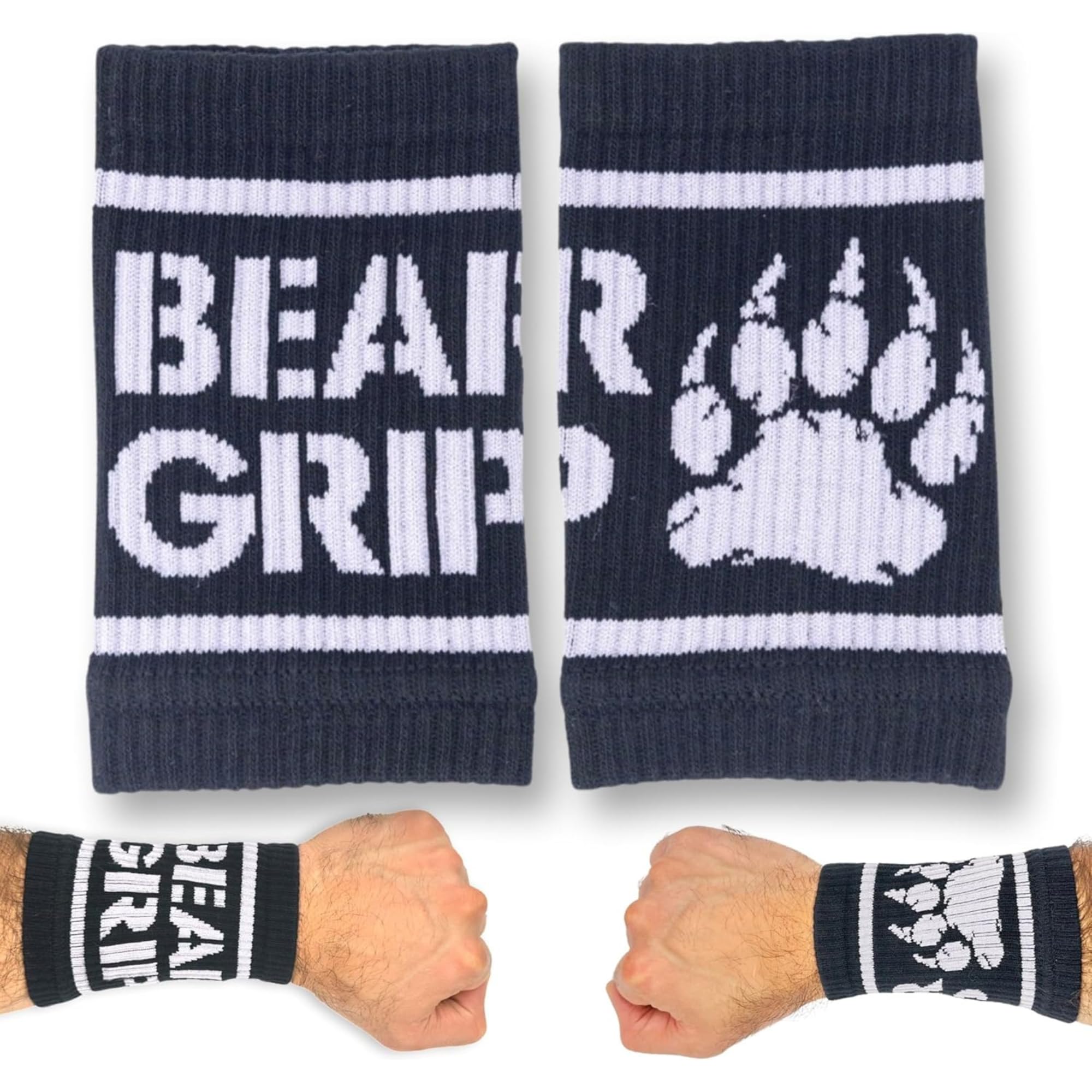 BEAR GRIPSweat Wristbands for Wrist Protection - Crossfit, Weight Lifting, Tennis, Fitness Exercises. Cotton, Nylon Spandex Wrist Sweat Bands for Men & Women